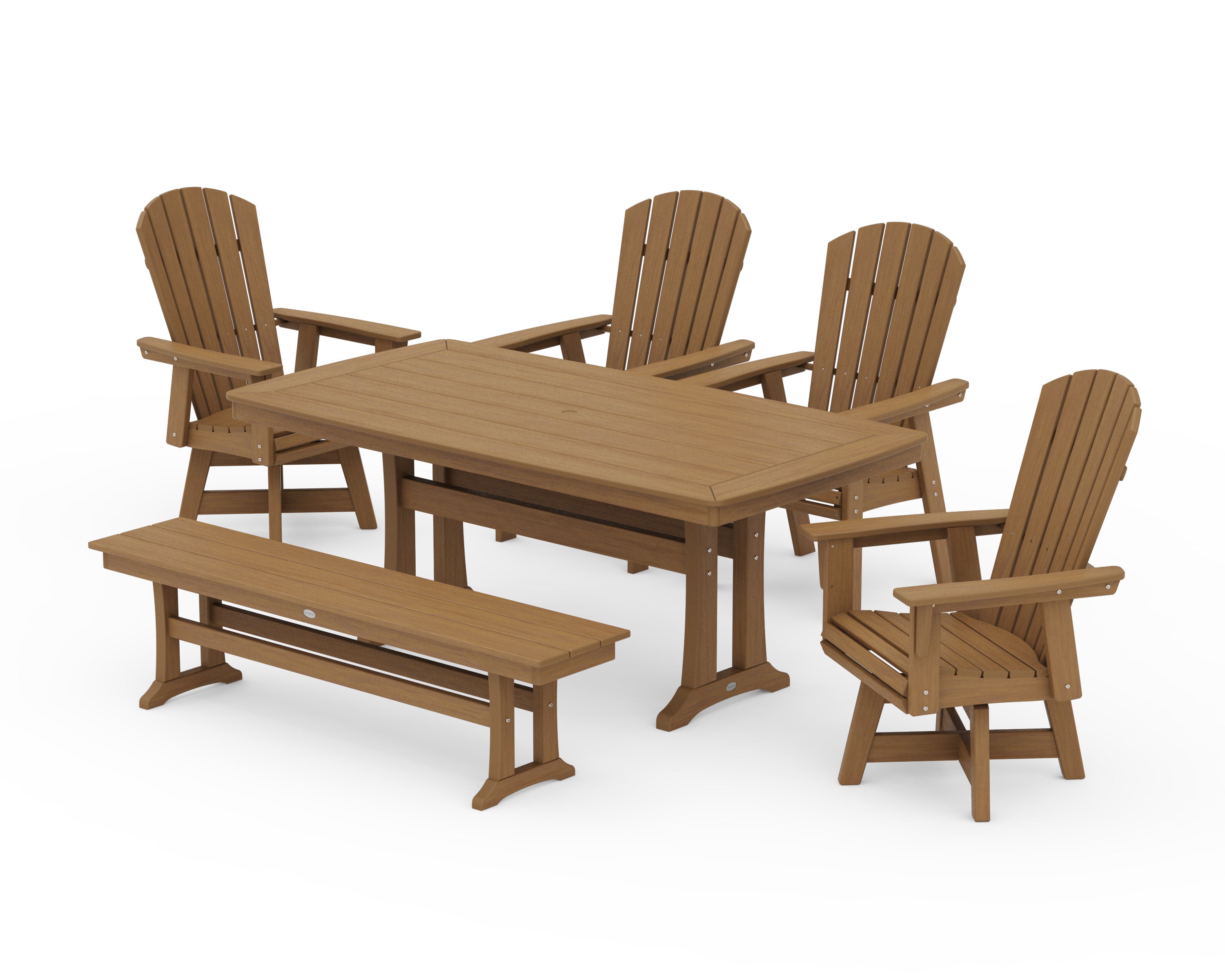Nautical Adirondack Swivel 6-Piece Dining Set with Trestle Legs in Natural