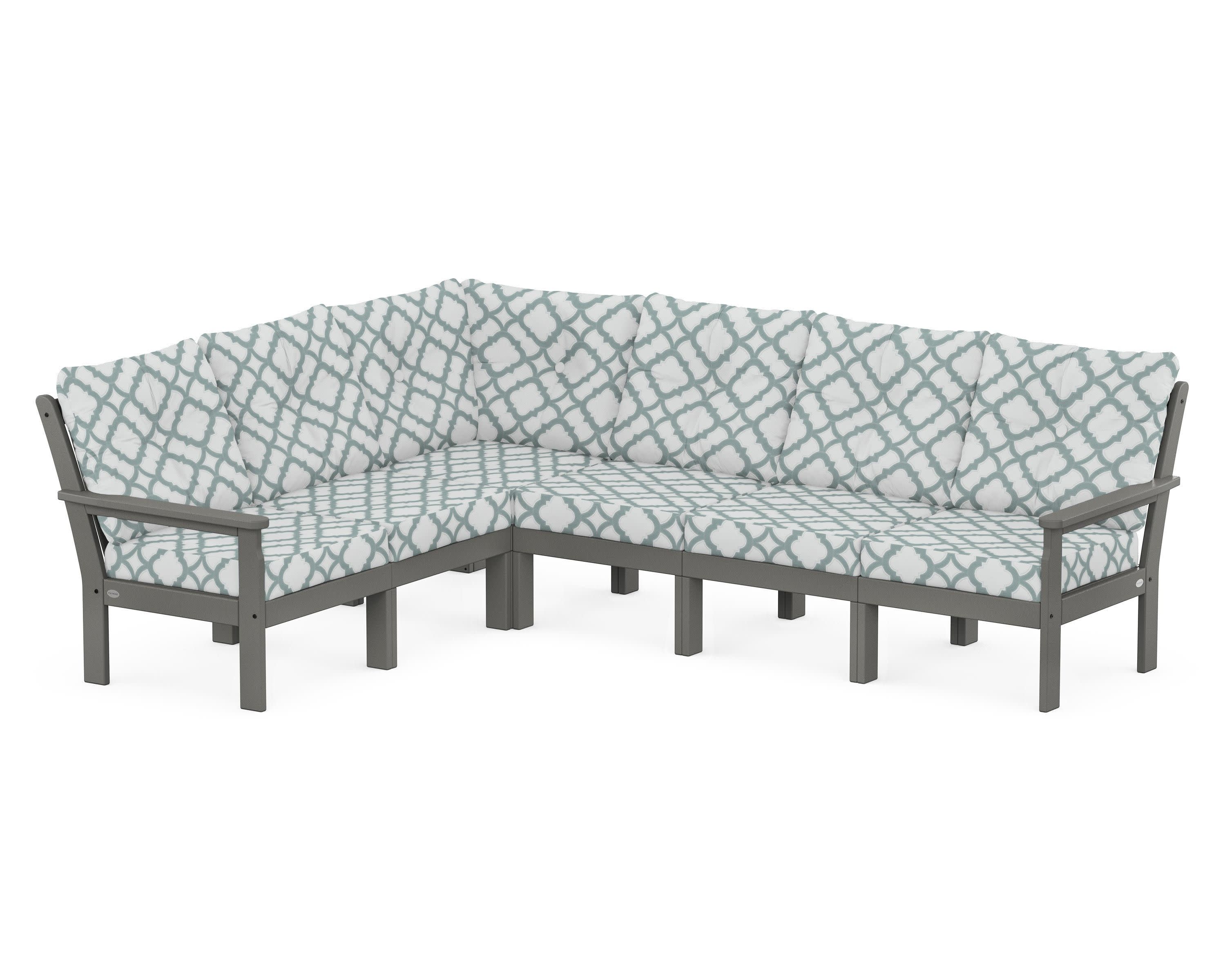Vineyard 6-Piece Sectional in Slate Grey / Trellis Glacier Spa