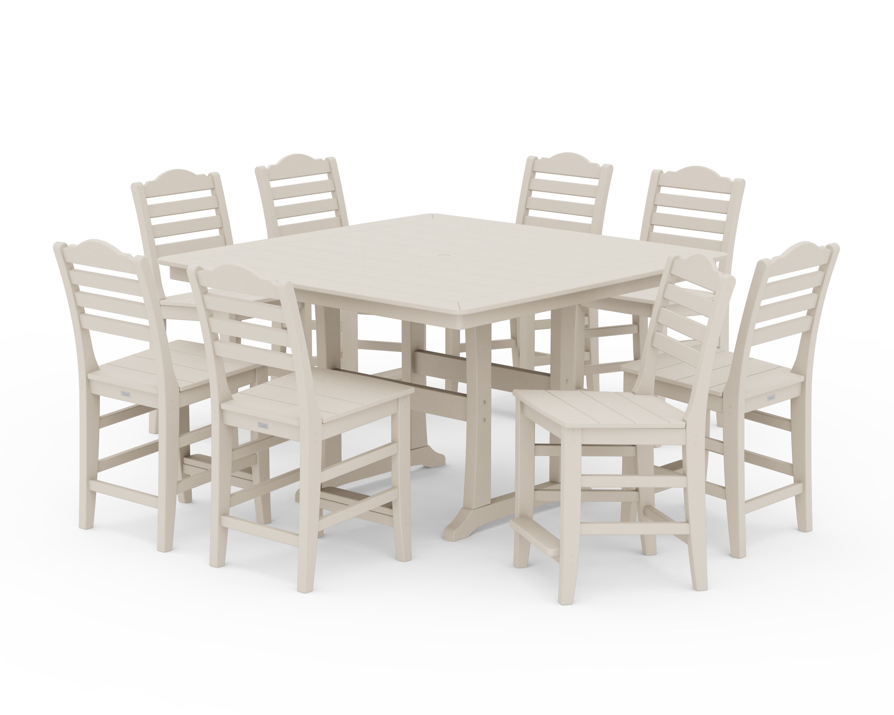 Savannah Side Chair 9-Piece Square Counter Set with Trestle Legs in Sand