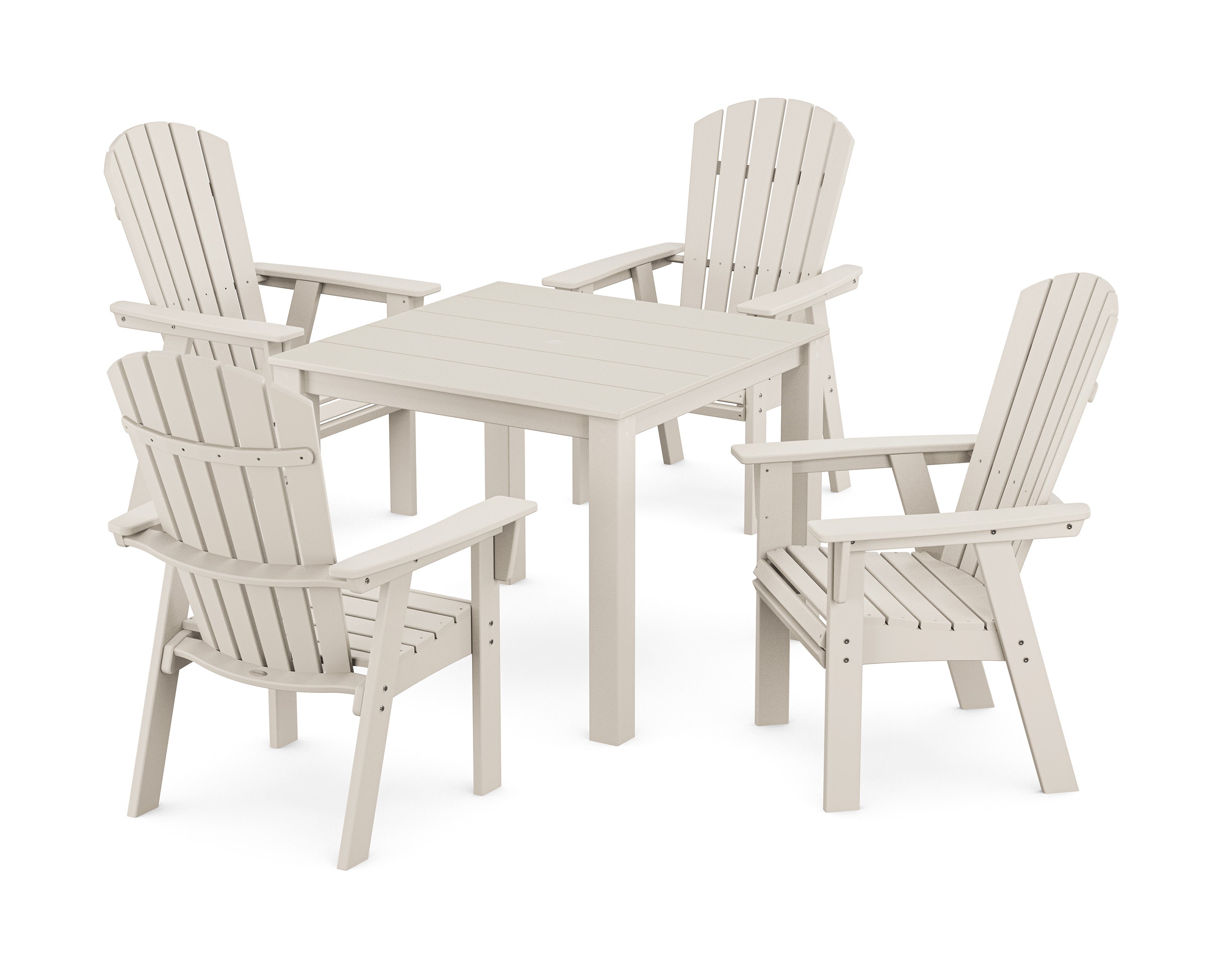 Nautical Curveback Adirondack 5-Piece Parsons Dining Set in Sand