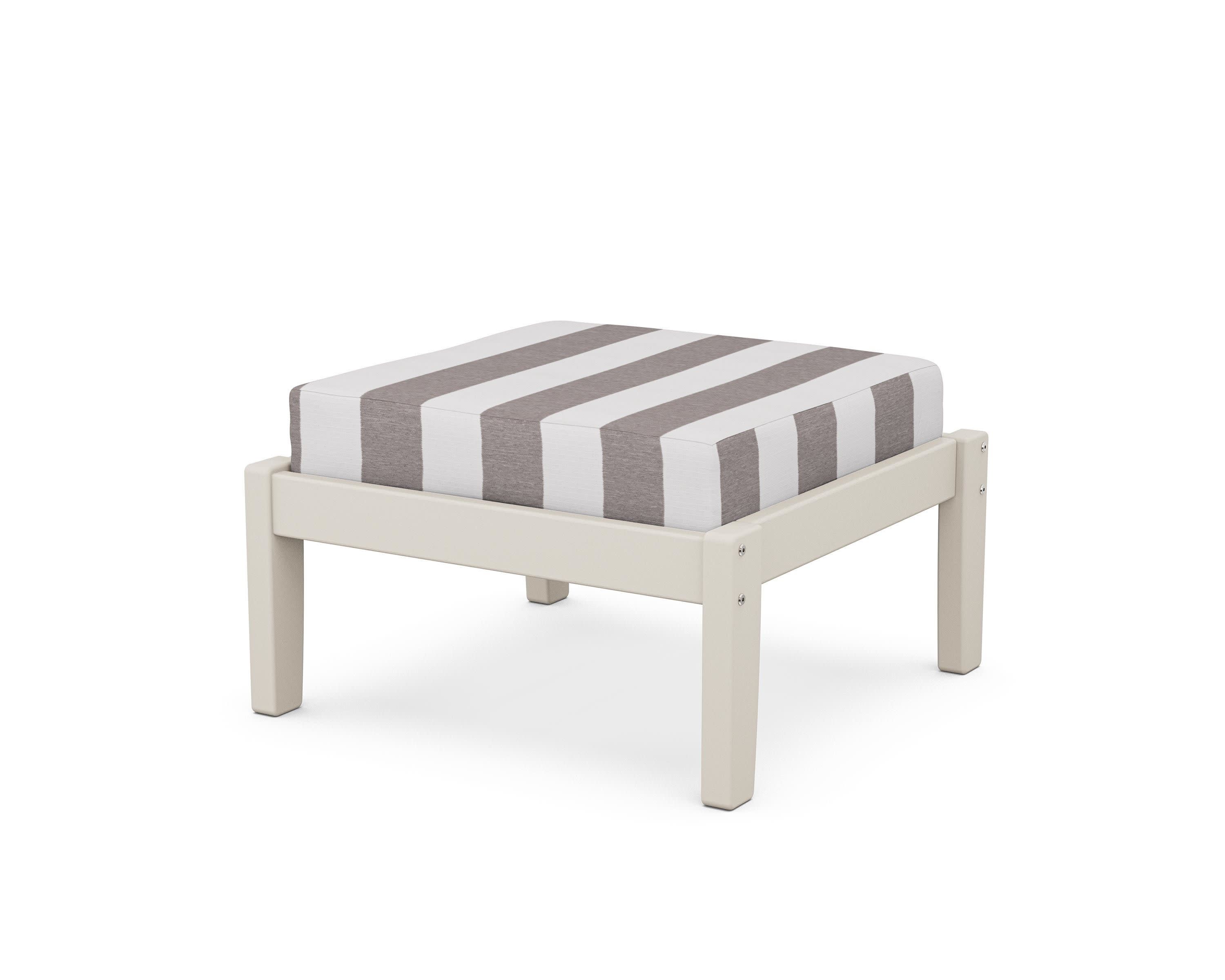 Deep Seating Ottoman in Sand / Cabana Stripe Grey Mist