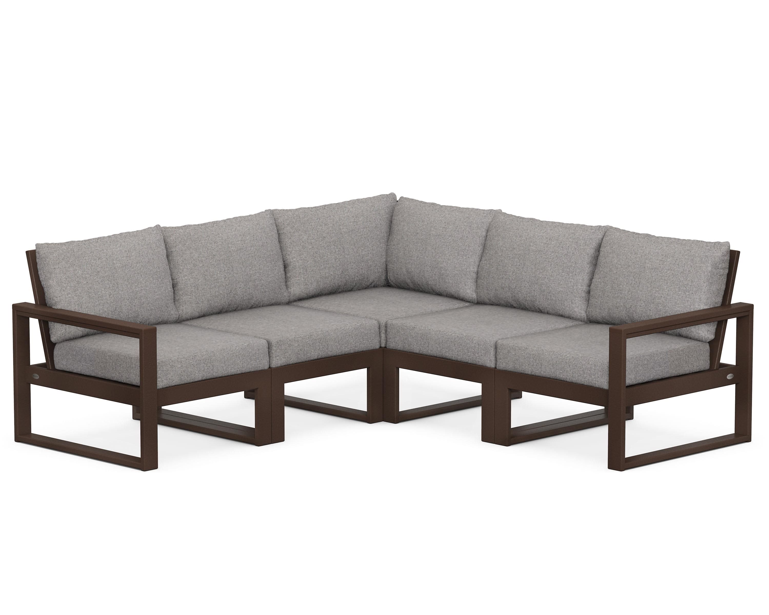 EDGE 5-Piece Modular Deep Seating Set in Mahogany / Grey Mist