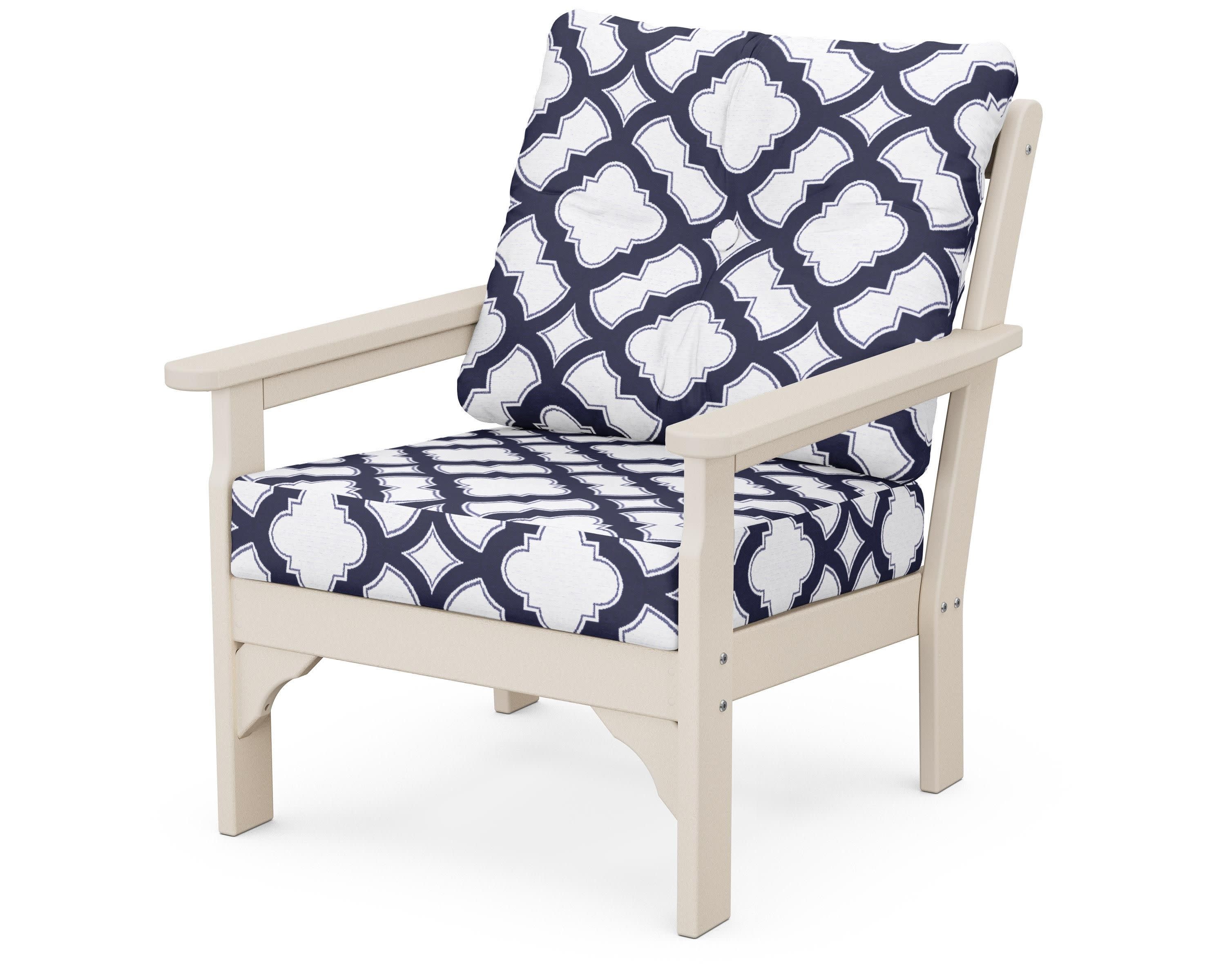 Vineyard Deep Seating Chair in Sand / Trellis Navy