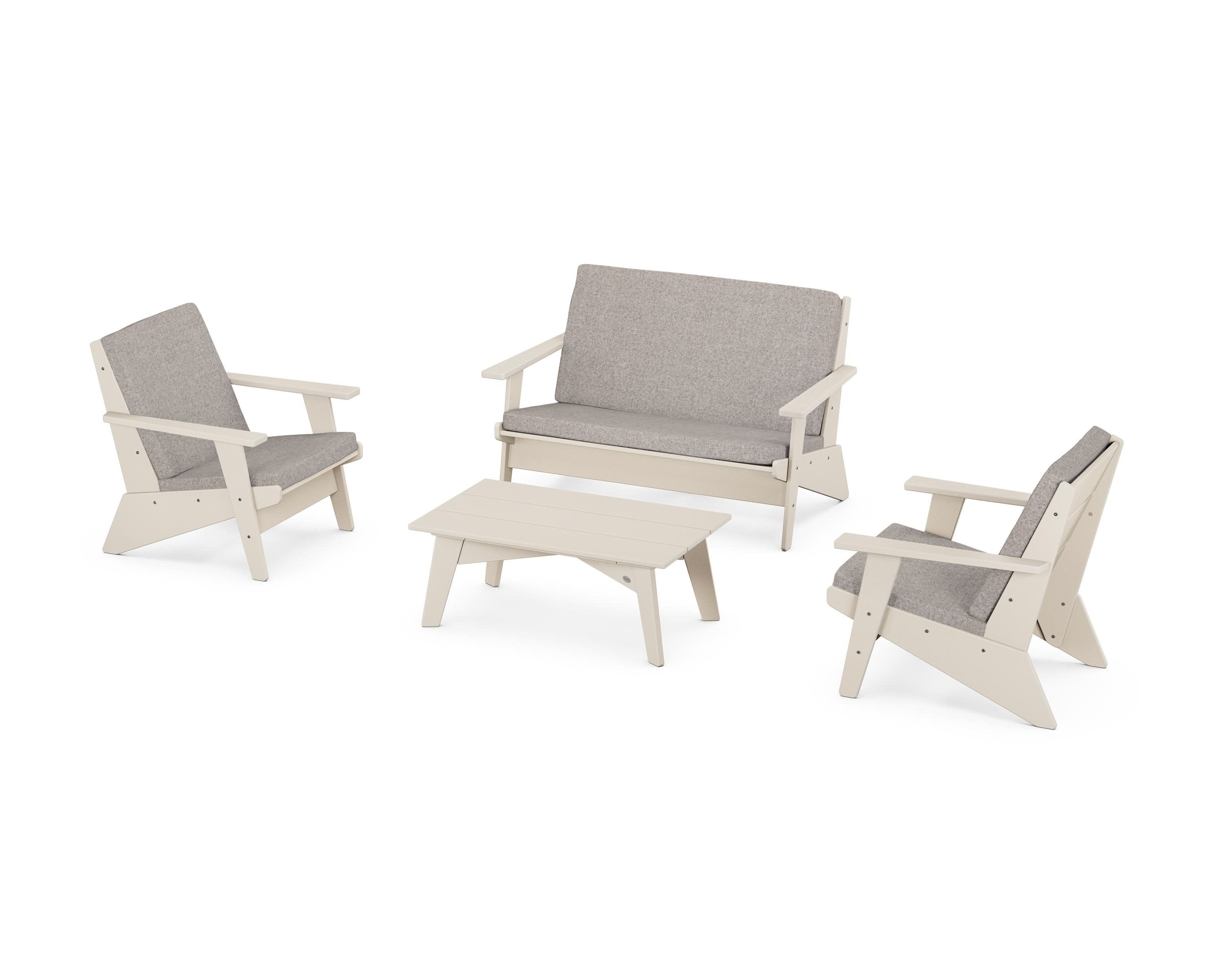 Riviera Modern Lounge 4-Piece Set in Sand / Weathered Tweed