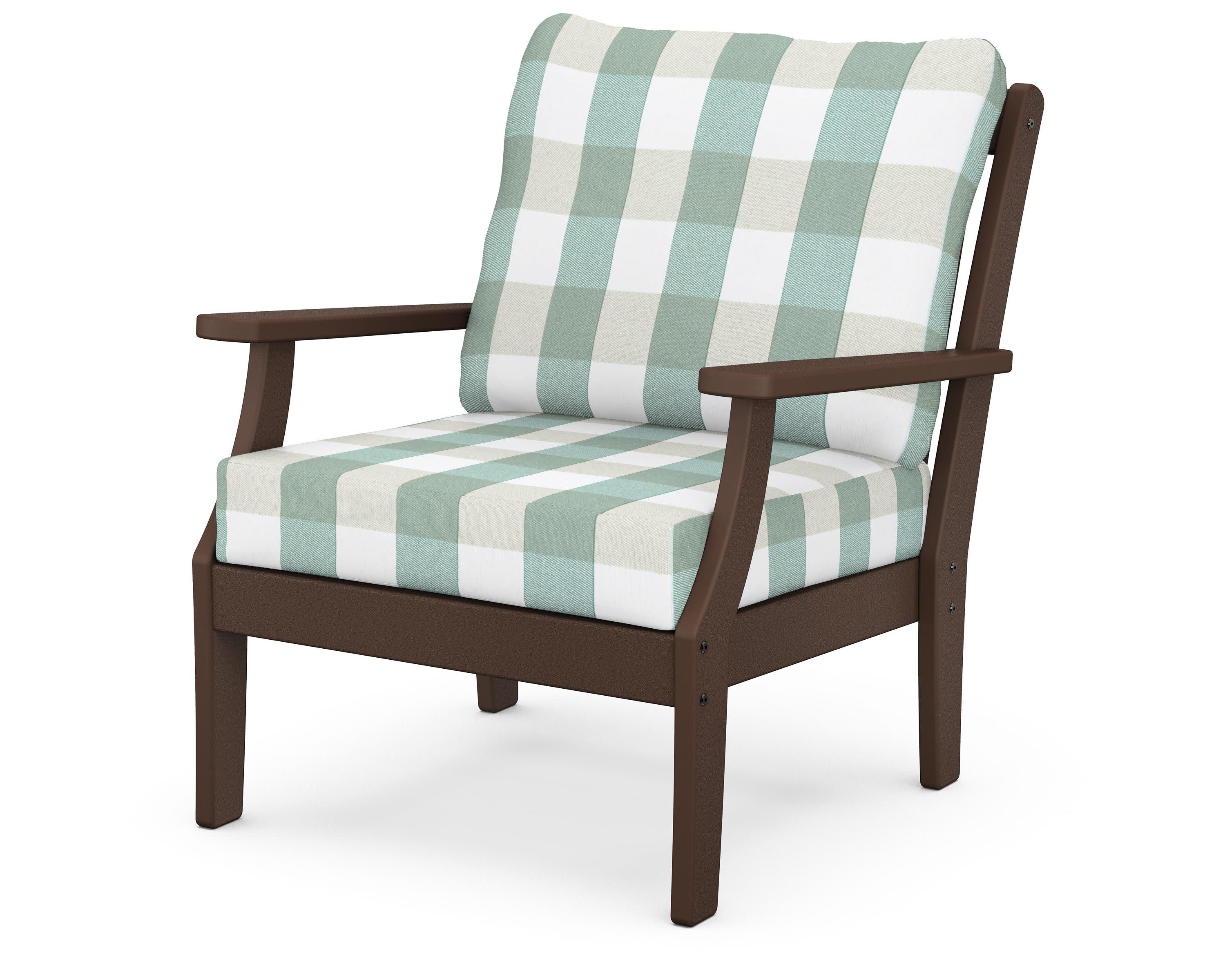 Braxton Deep Seating Chair in Mahogany / Buffalo Plaid Glacier Spa