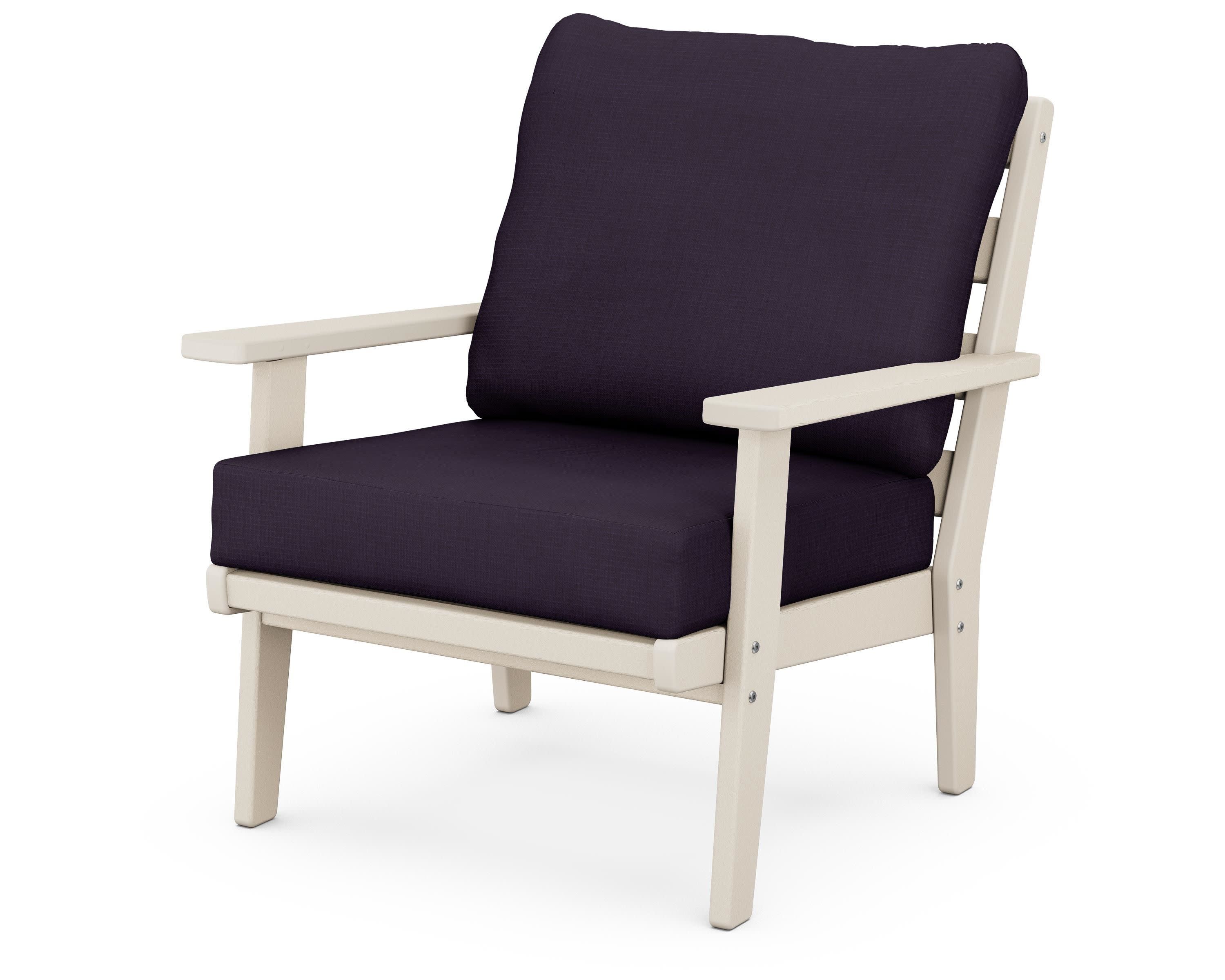 Grant Park Deep Seating Chair in Sand / Navy Linen