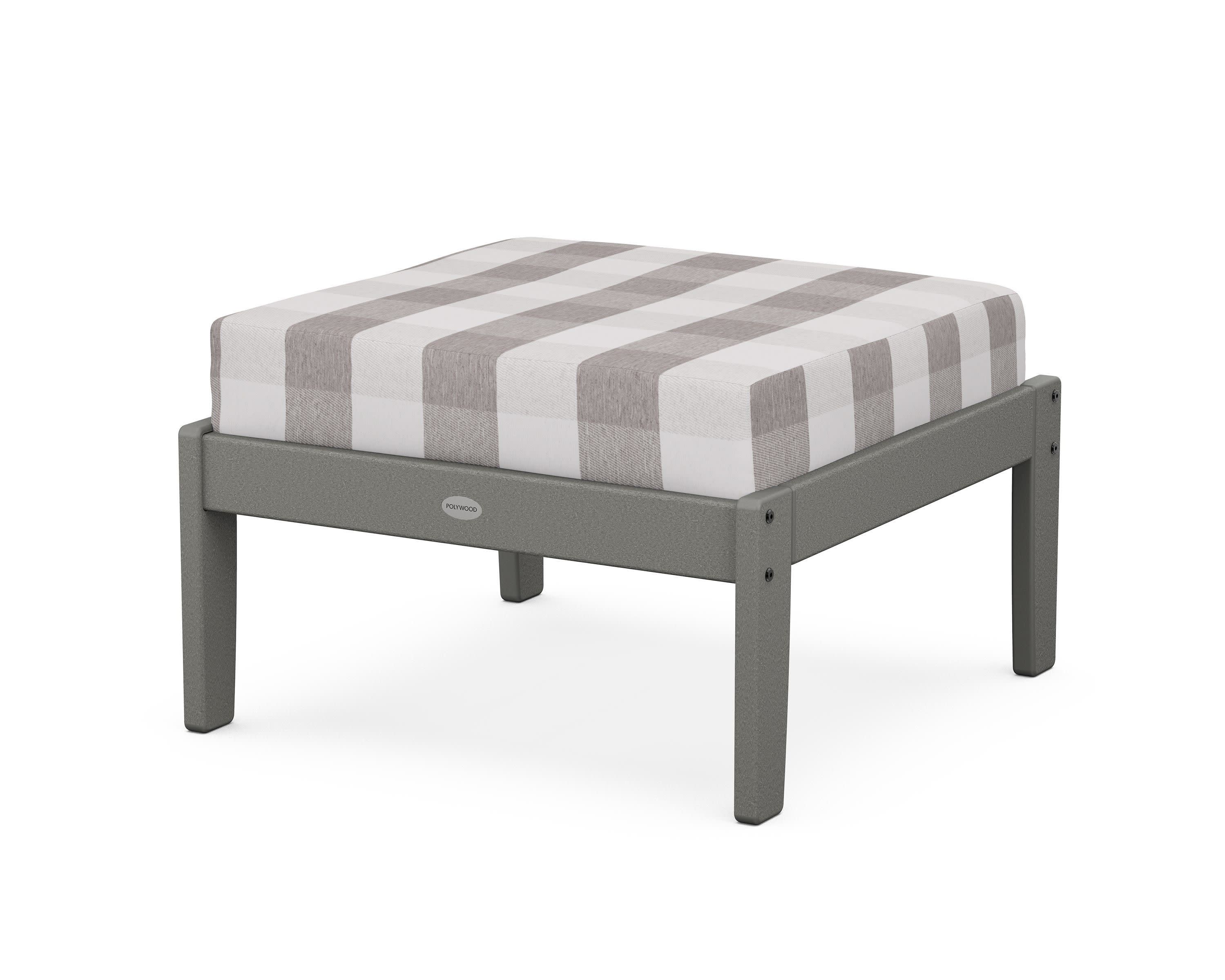 Braxton Deep Seating Ottoman in Slate Grey / Buffalo Plaid Grey Mist