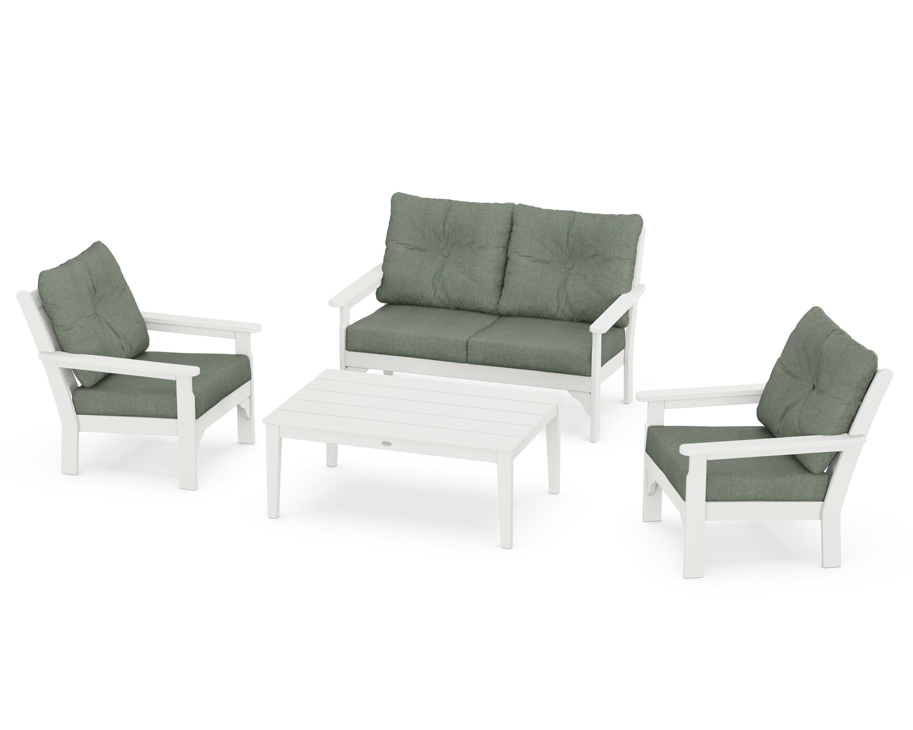 Vineyard 4-Piece Deep Seating Set in Vintage White / Cast Sage