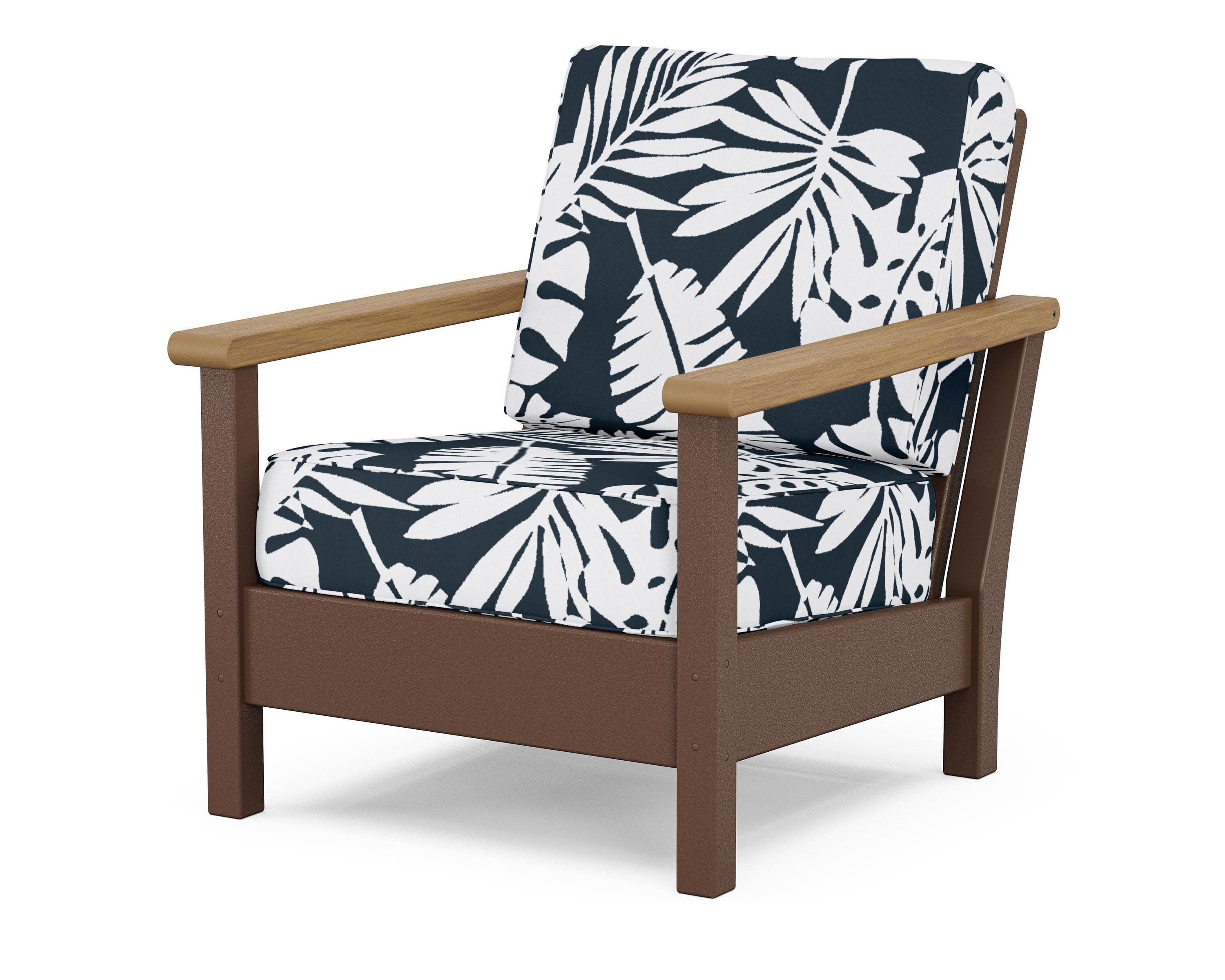 Harbour Deep Seating Chair in Mahogany / Natural / Leaf Marine Indigo