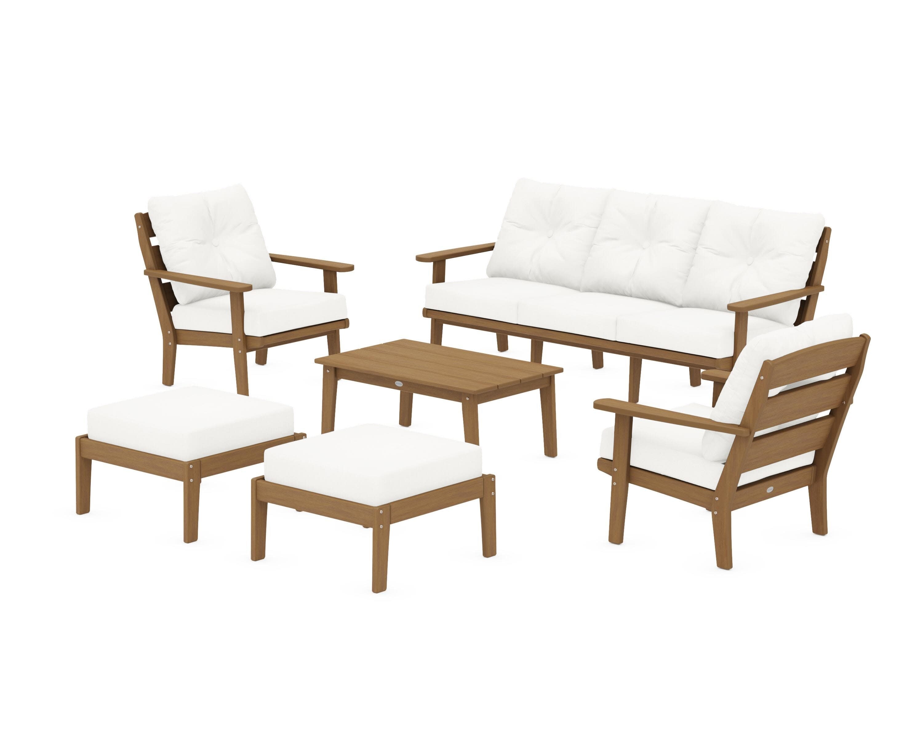Lakeside 6-Piece Lounge Sofa Set in Natural / Natural Linen