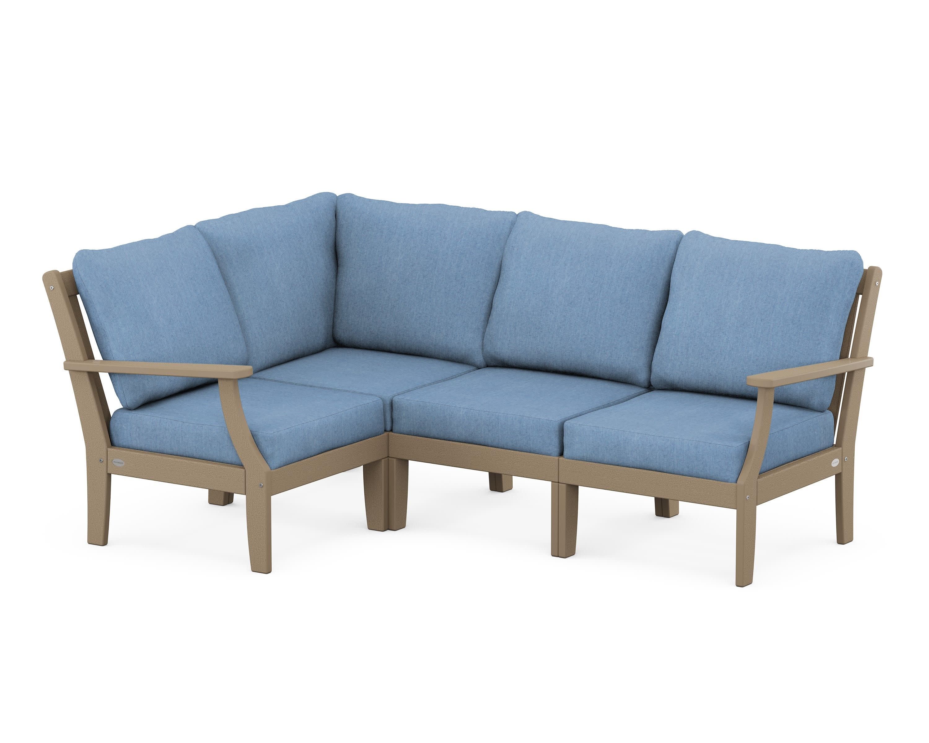 Braxton Modular 4-Piece Deep Seating Set in Vintage Sahara / Sky Blue