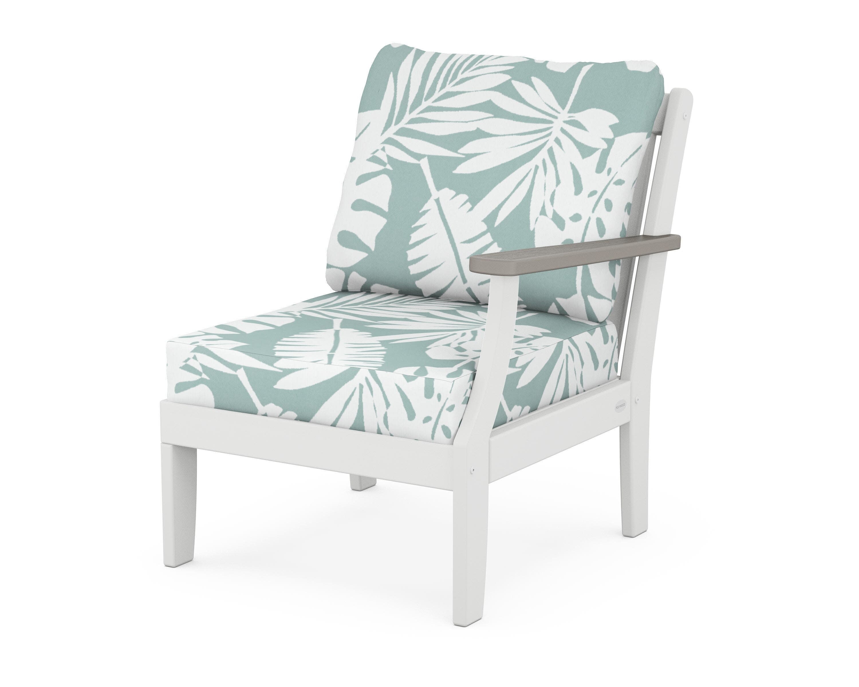 Braxton Modular Right Arm Chair in White / Driftwood / Leaf Glacier Spa
