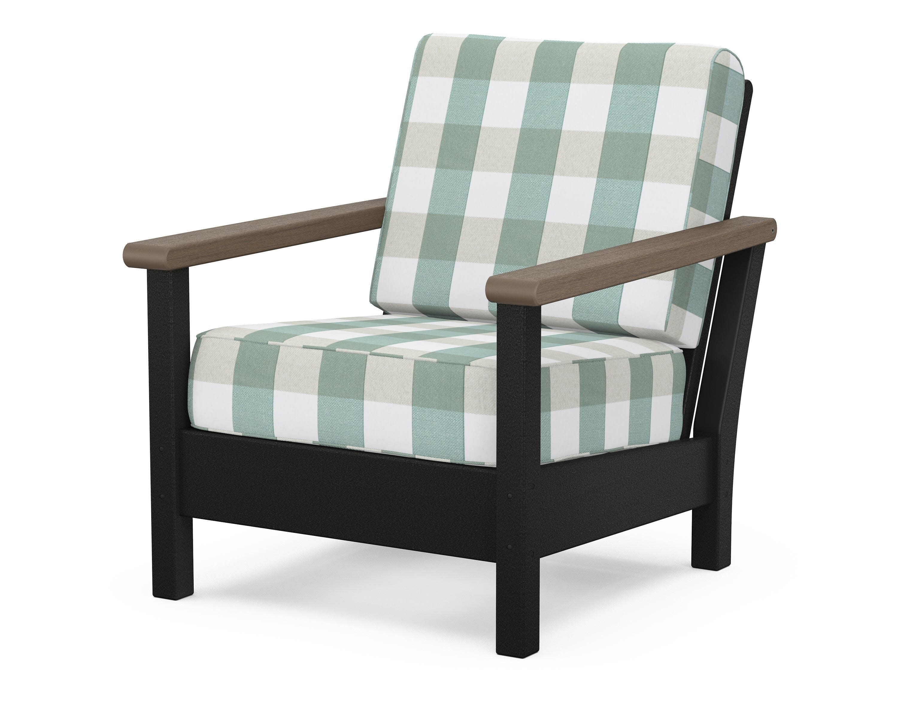 Harbour Deep Seating Chair in Black / Kona / Buffalo Plaid Glacier Spa