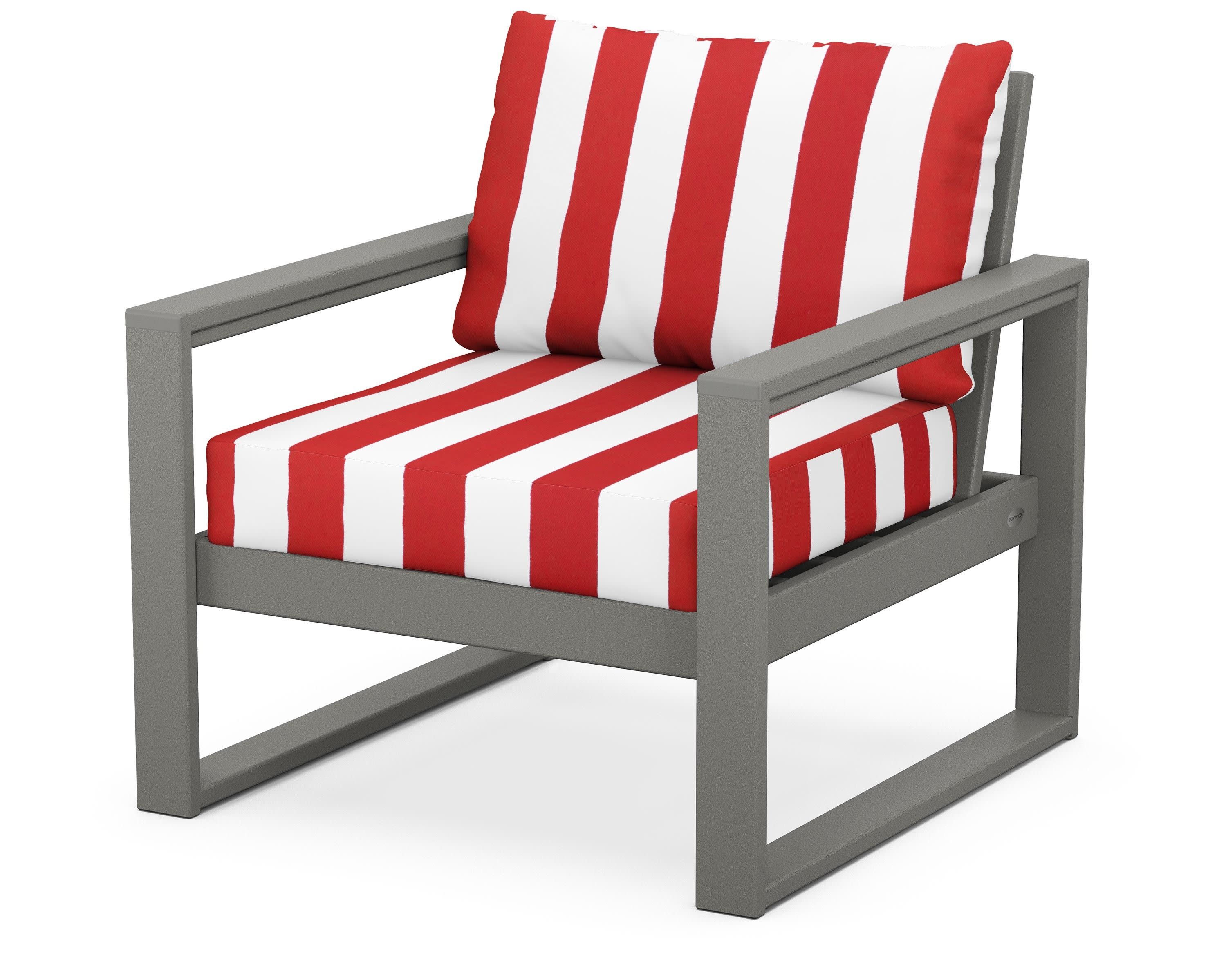 EDGE Club Chair in Slate Grey / Cabana Stripe Crimson
