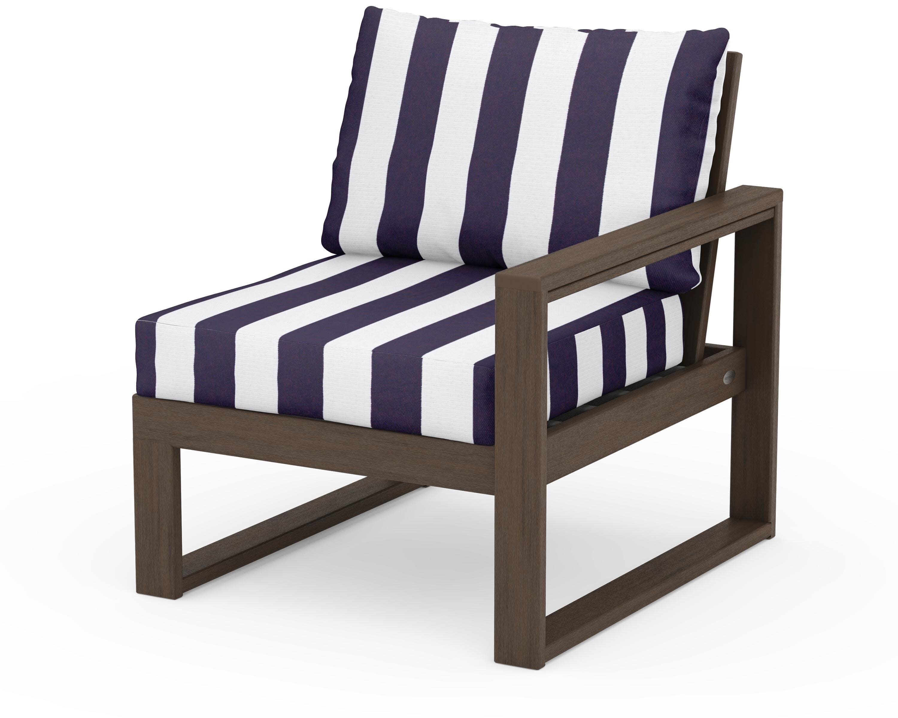 EDGE Modular Right Arm Chair in Kona / Cabana Stripe Navy