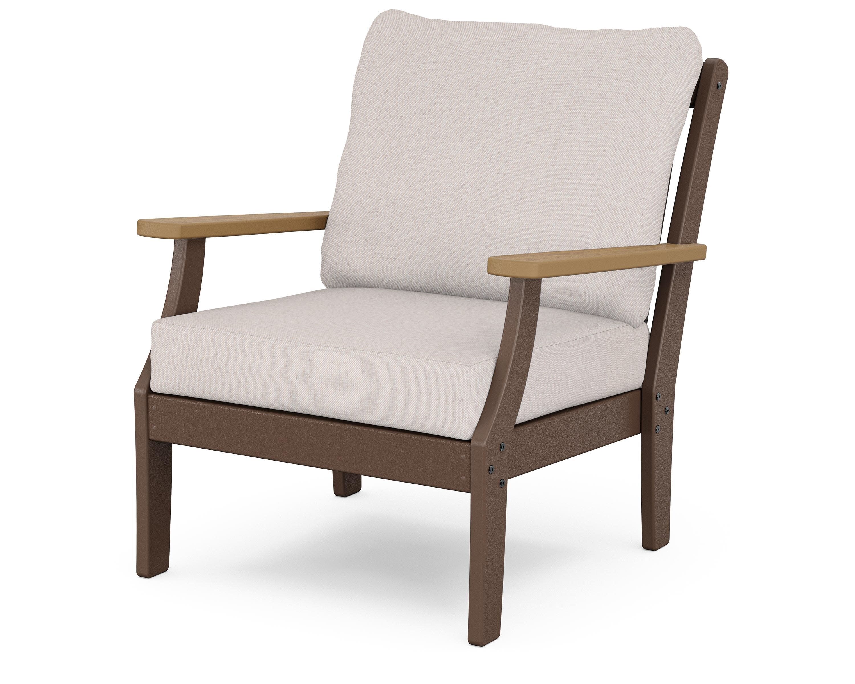Braxton Deep Seating Chair in Mahogany / Natural / Dune Burlap
