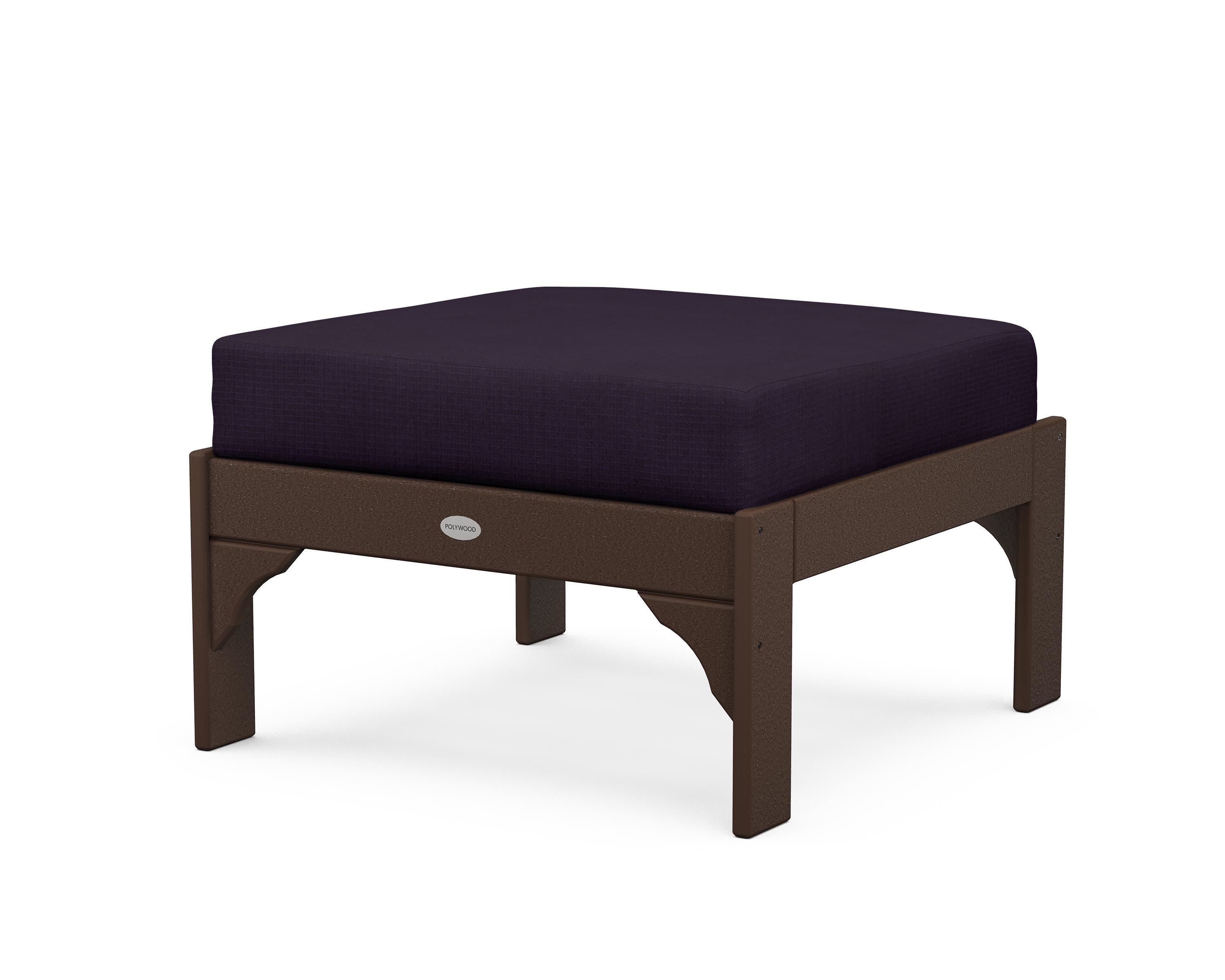Vineyard Deep Seating Ottoman in Mahogany / Navy Linen