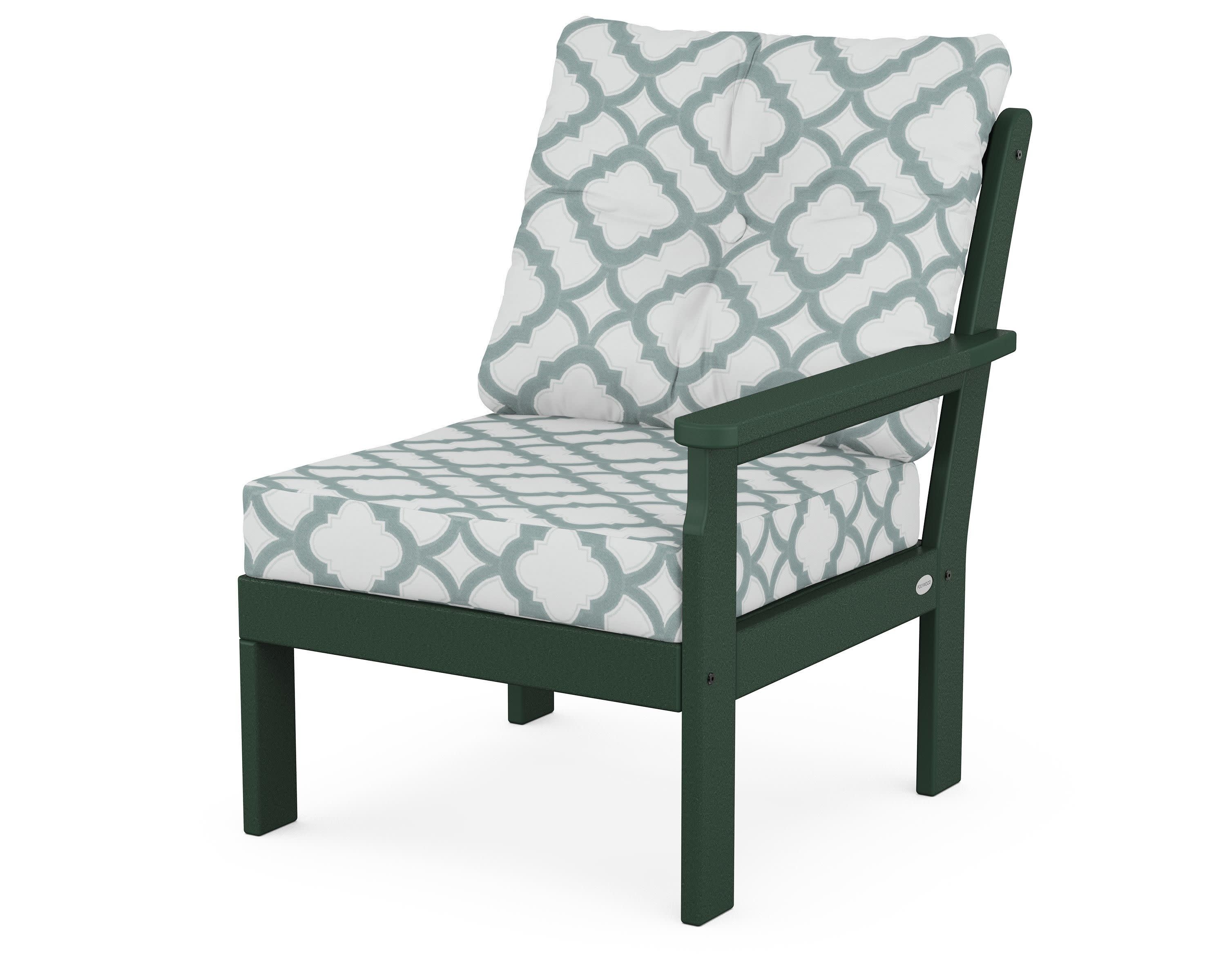 Vineyard Modular Right Arm Chair in Green / Trellis Glacier Spa