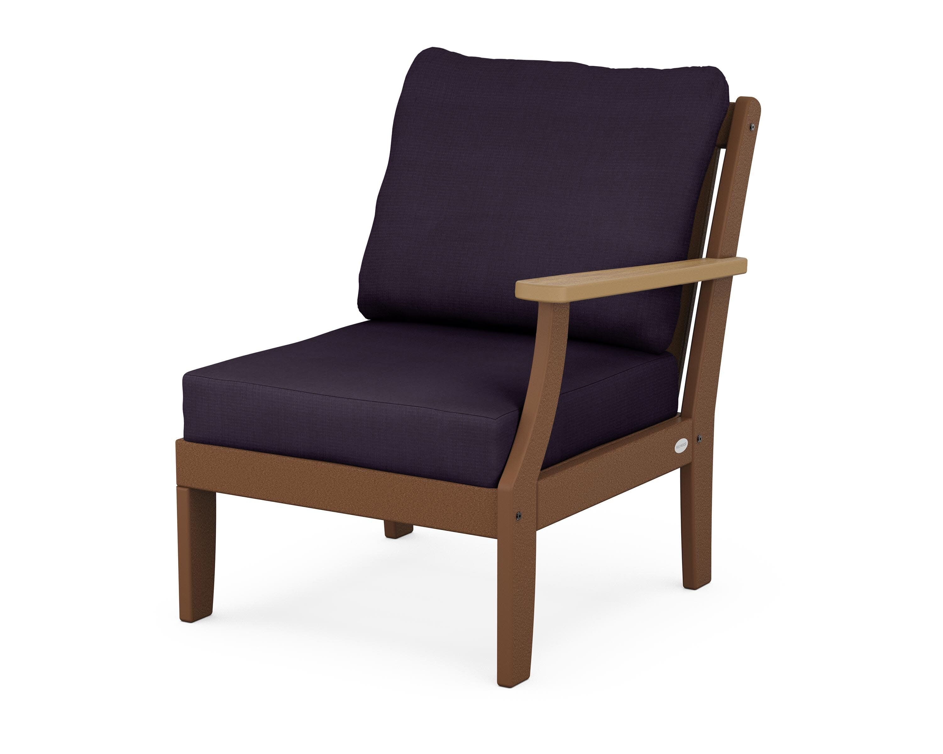Braxton Modular Right Arm Chair in Teak / Natural / Navy Linen