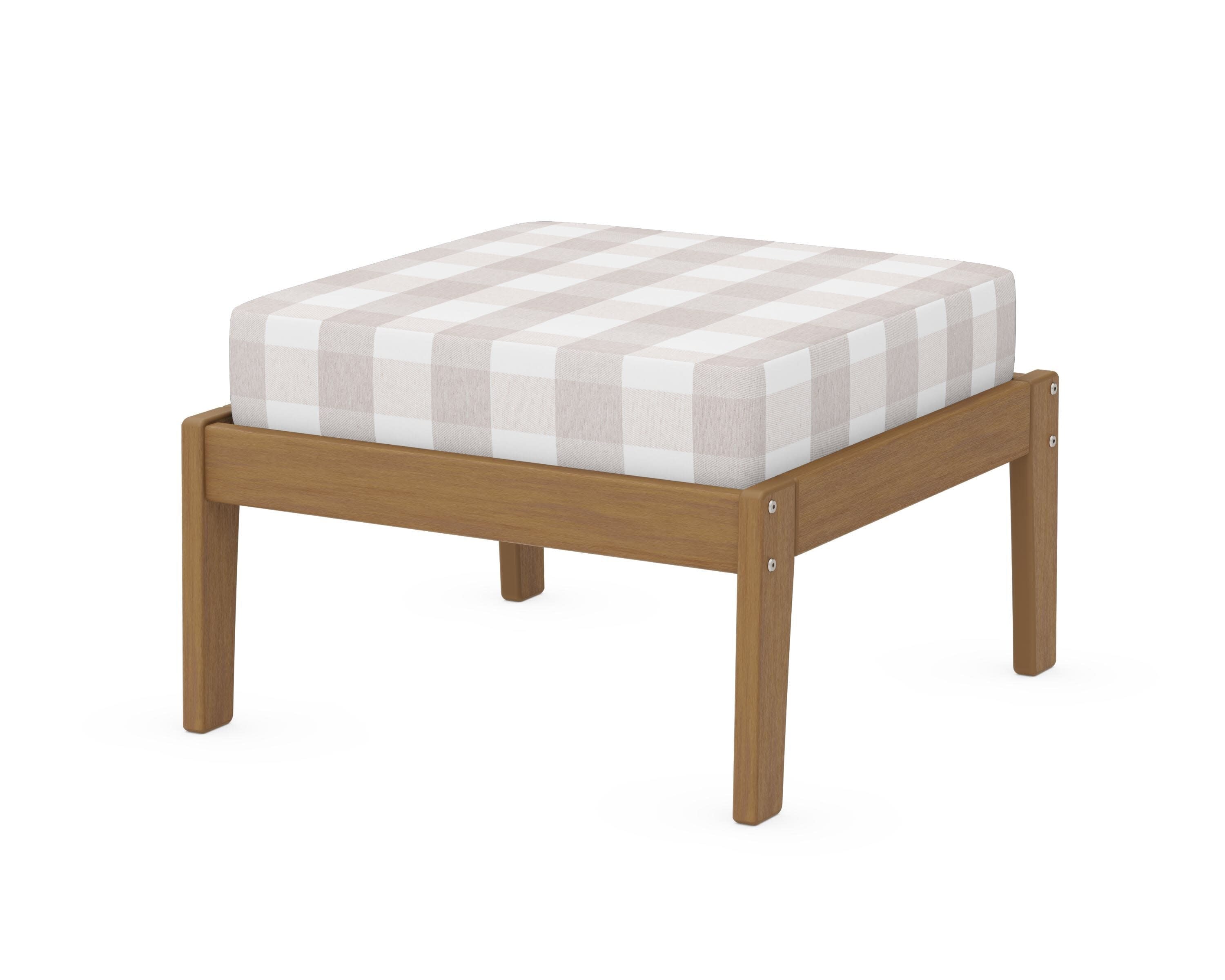 Deep Seating Ottoman in Natural / Buffalo Plaid Dune Burlap