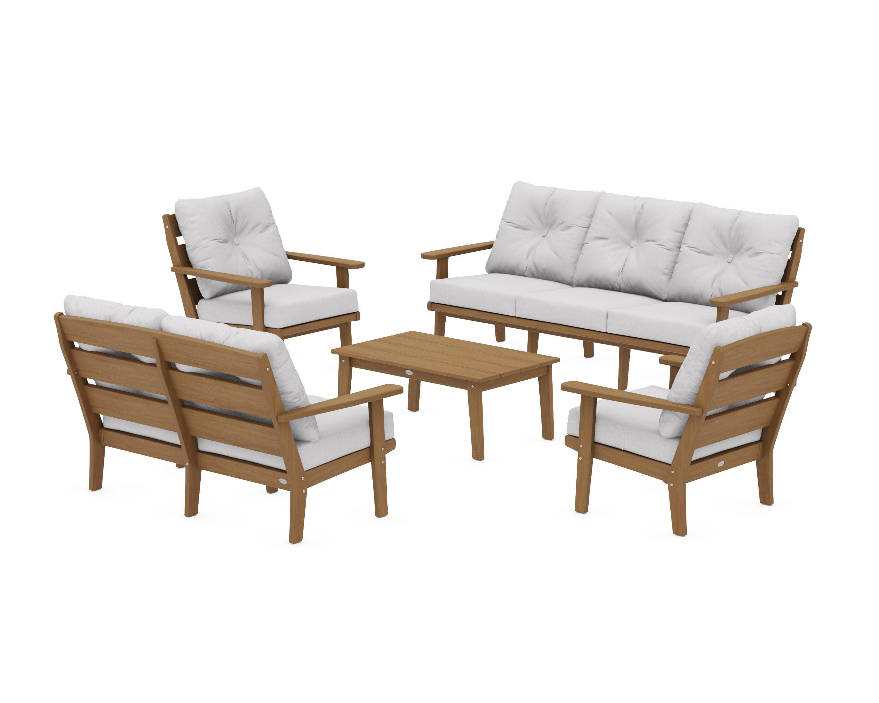 Lakeside 5-Piece Lounge Sofa Set in Natural / Granite