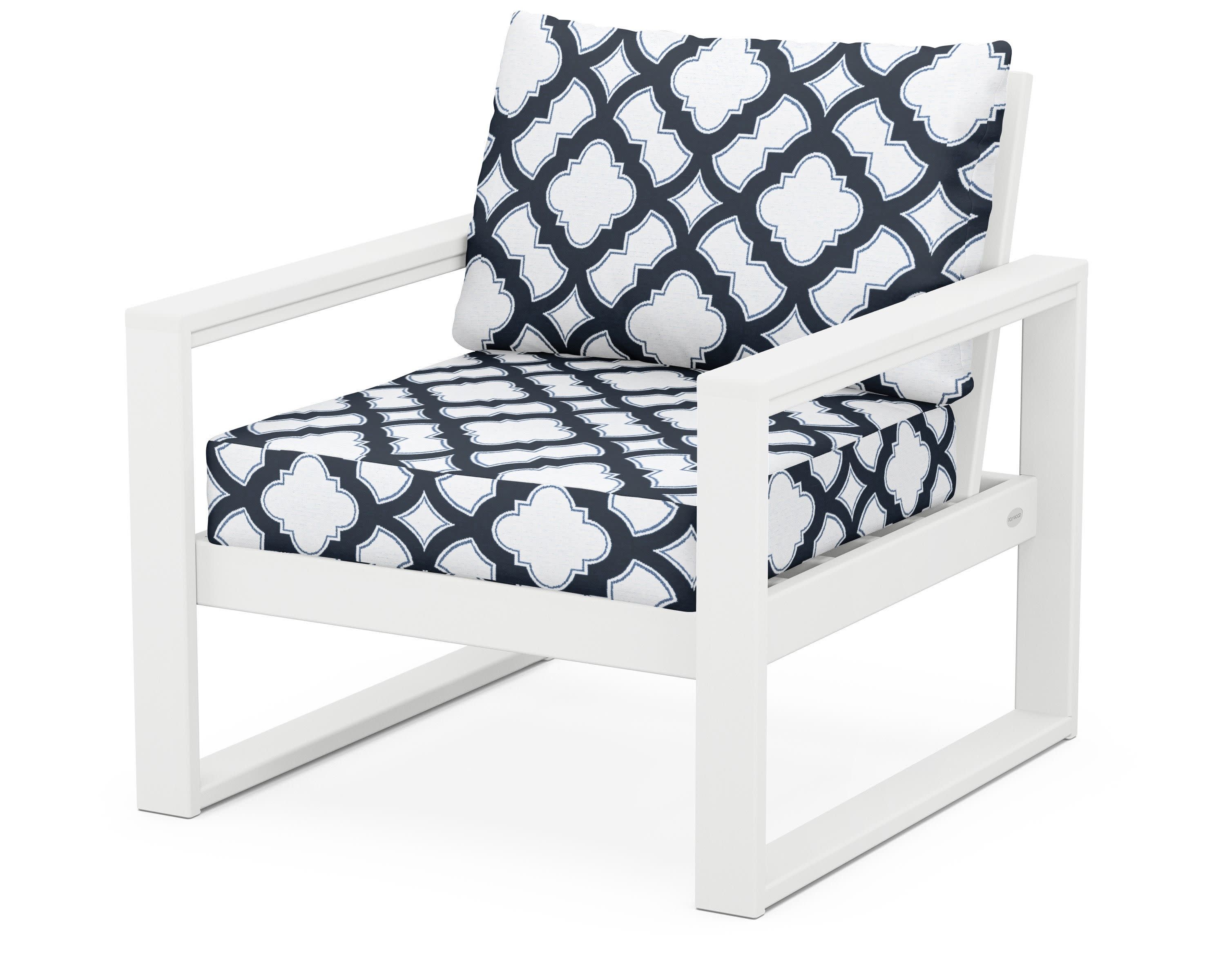 EDGE Club Chair in White / Trellis Marine Indigo