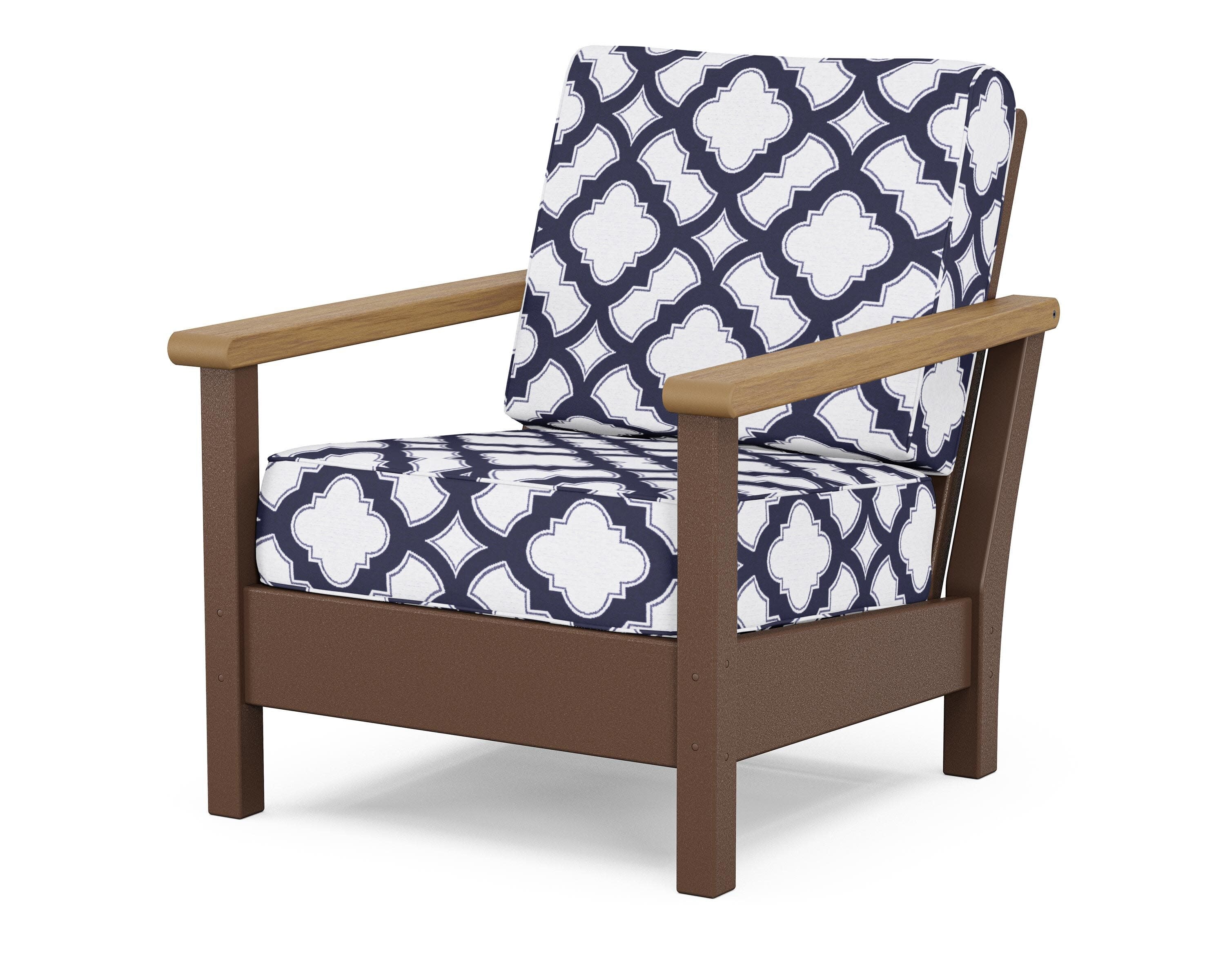 Harbour Deep Seating Chair in Mahogany / Natural / Trellis Navy