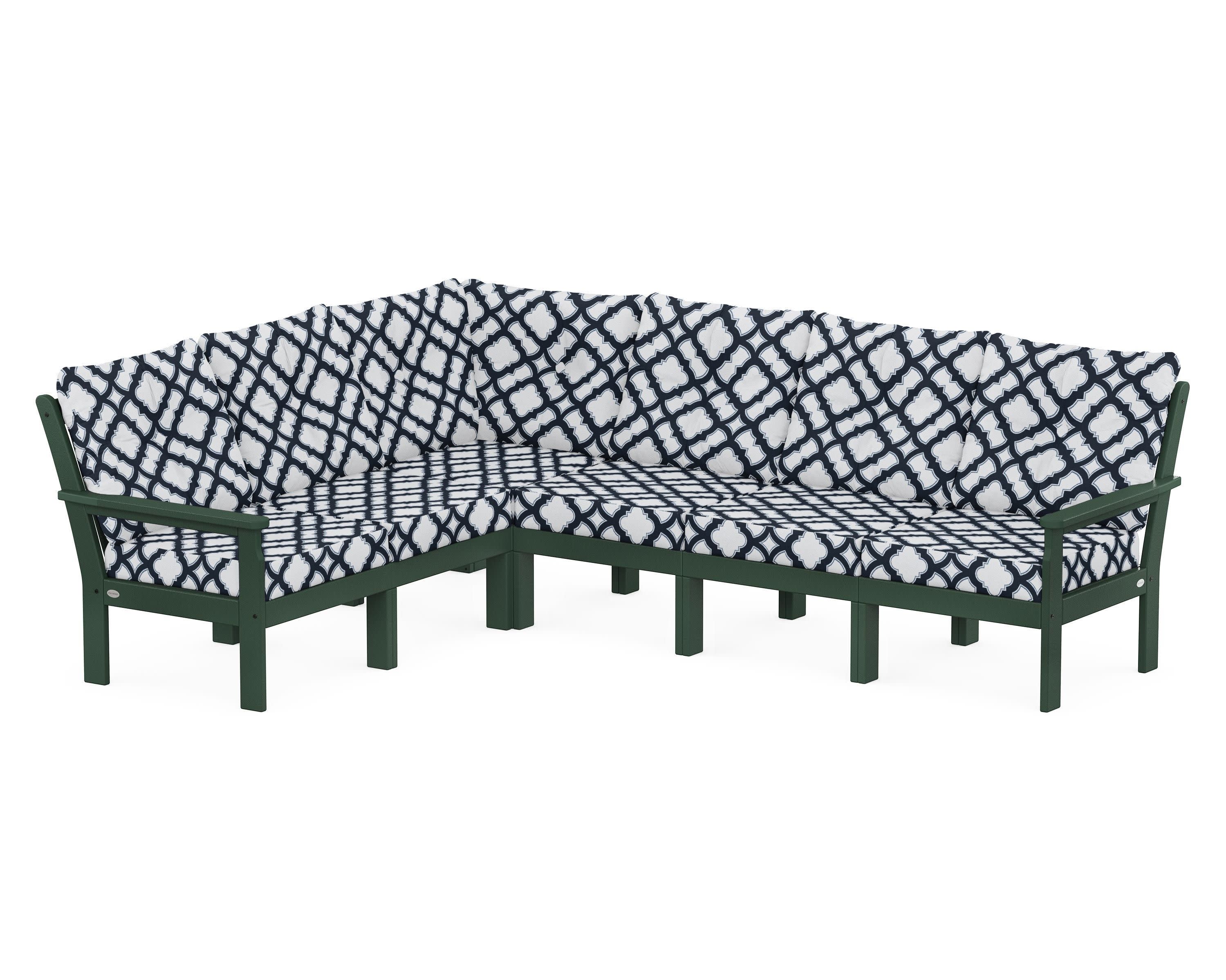 Vineyard 6-Piece Sectional in Green / Trellis Marine Indigo