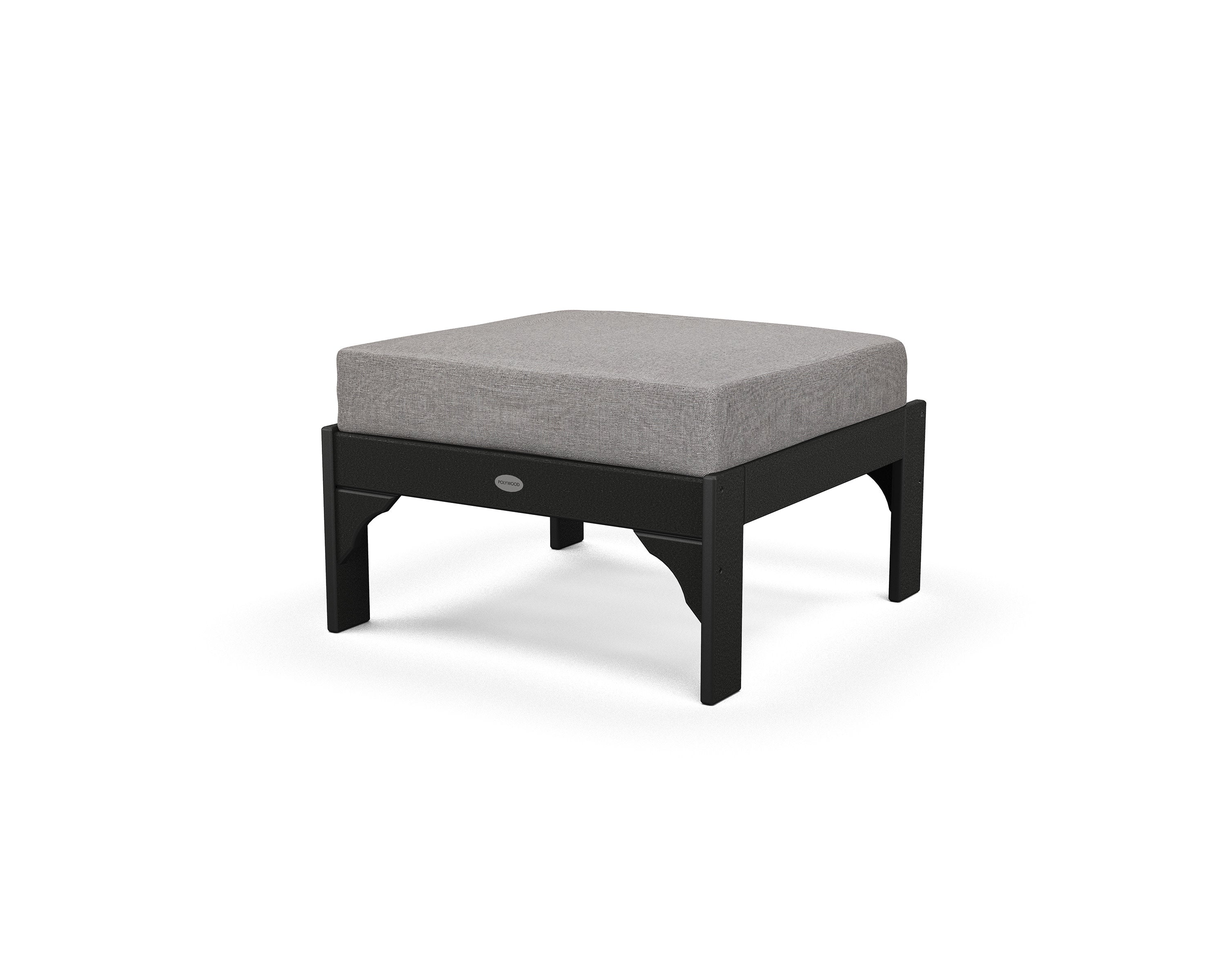 Vineyard Deep Seating Ottoman in Black / Grey Mist