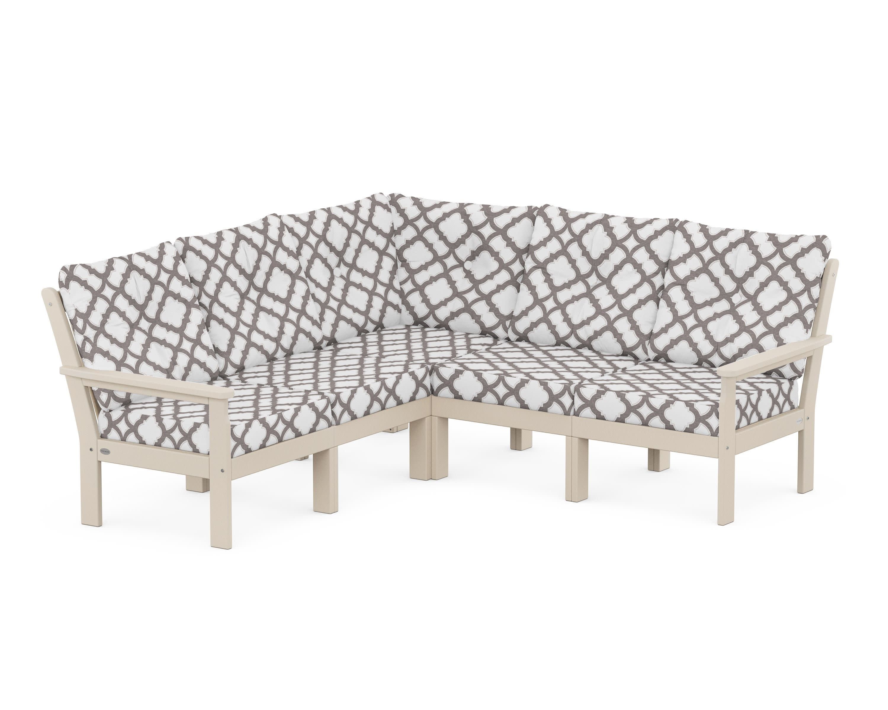 Vineyard 5-Piece Sectional in Sand / Trellis Grey Mist
