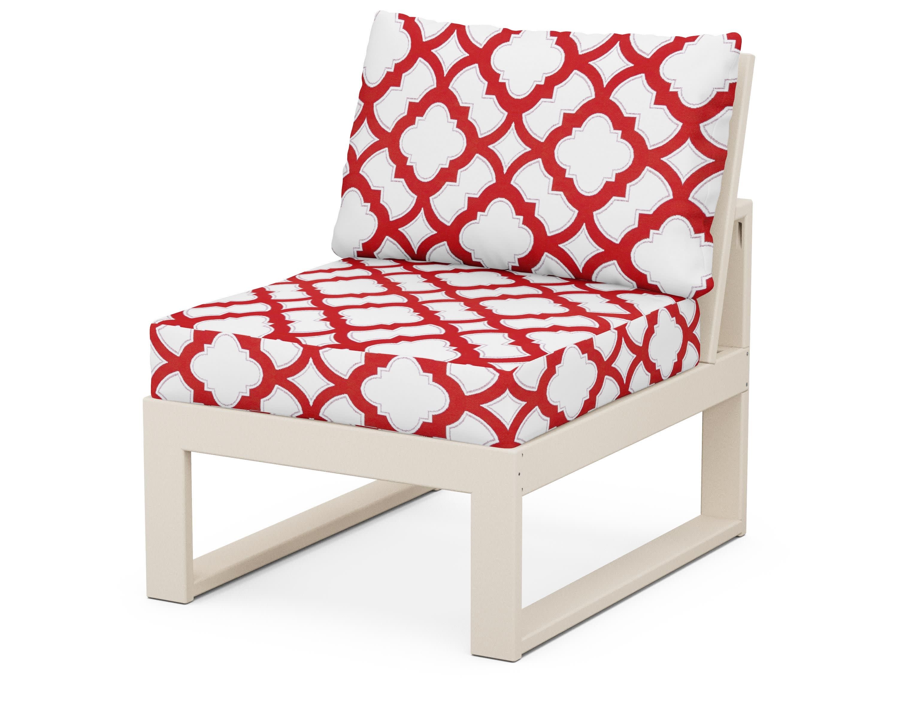 Modular Armless Chair in Sand / Trellis Crimson