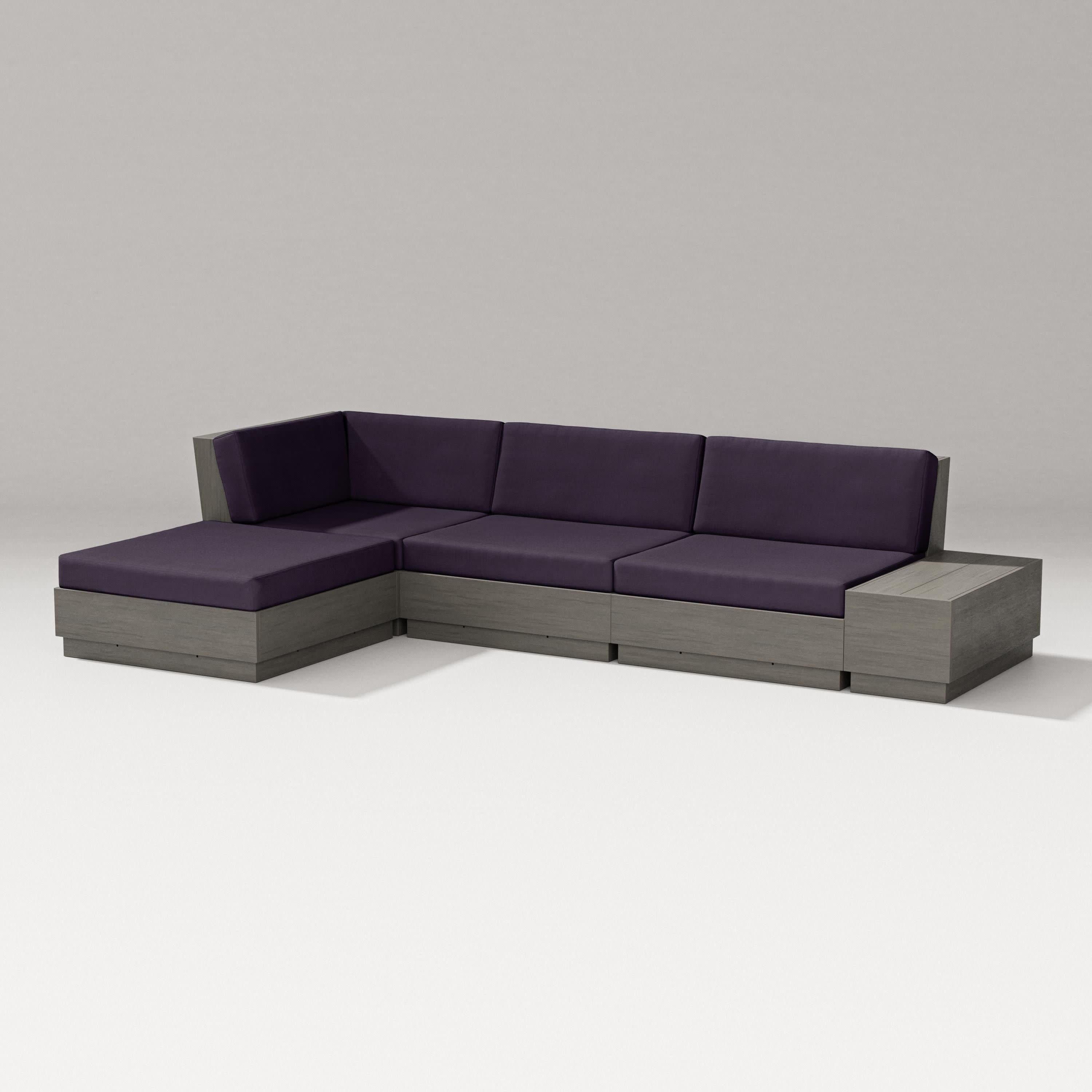 Elevate Chaise Sectional in Driftwood / Navy Linen
