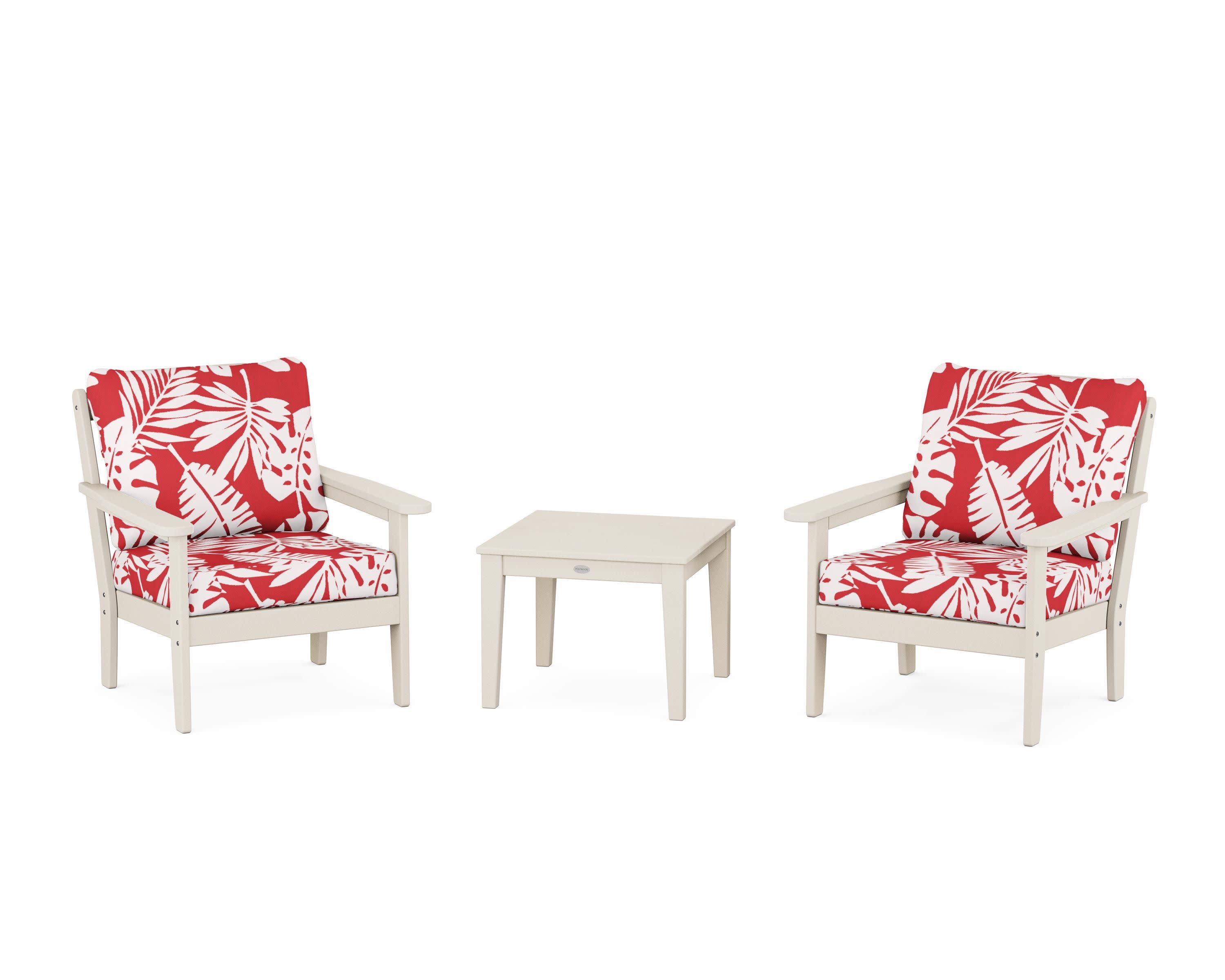 Cottage 3-Piece Deep Seating Set in Sand / Leaf Crimson