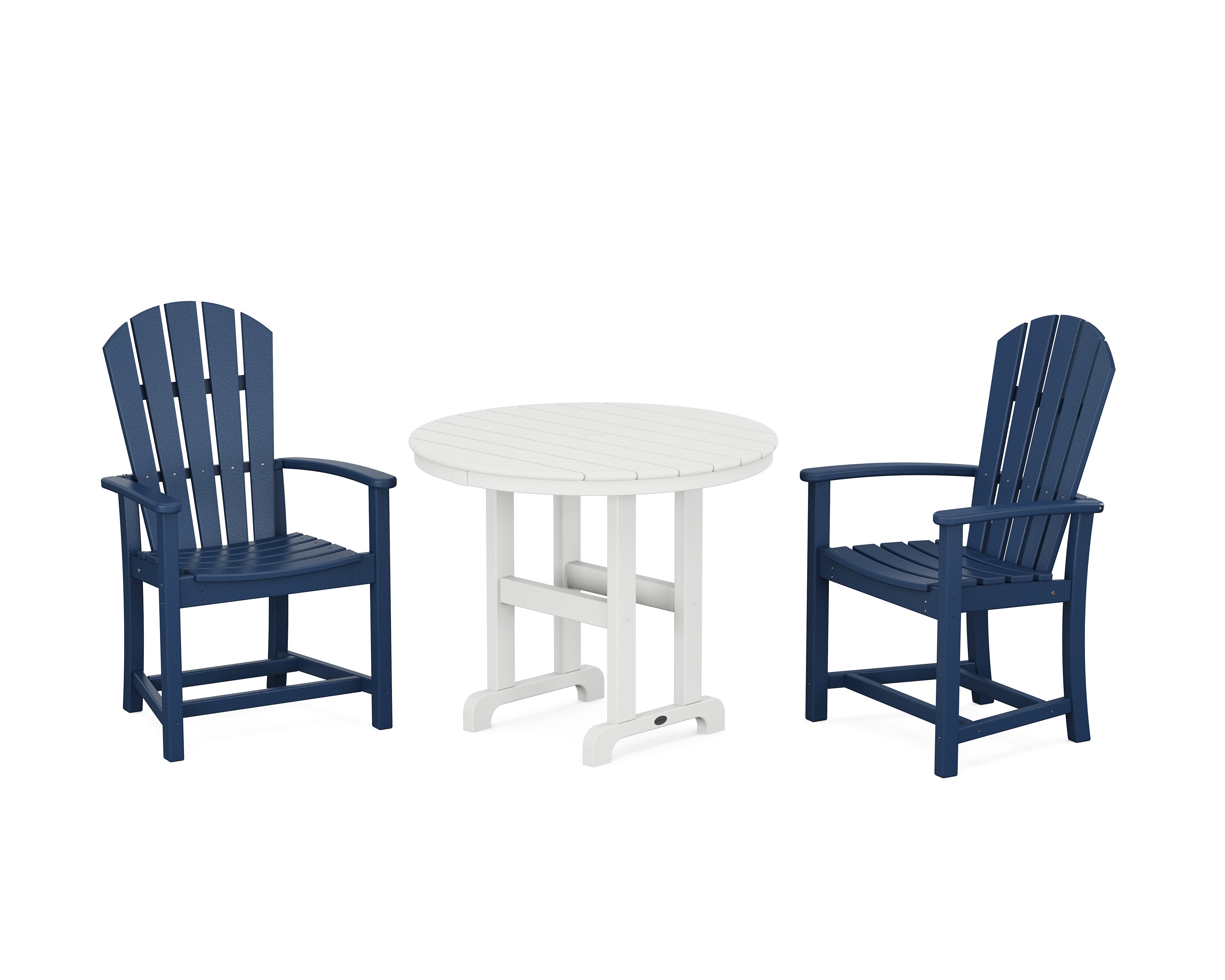 Palm Coast 3-Piece Round Farmhouse Dining Set in Navy / White