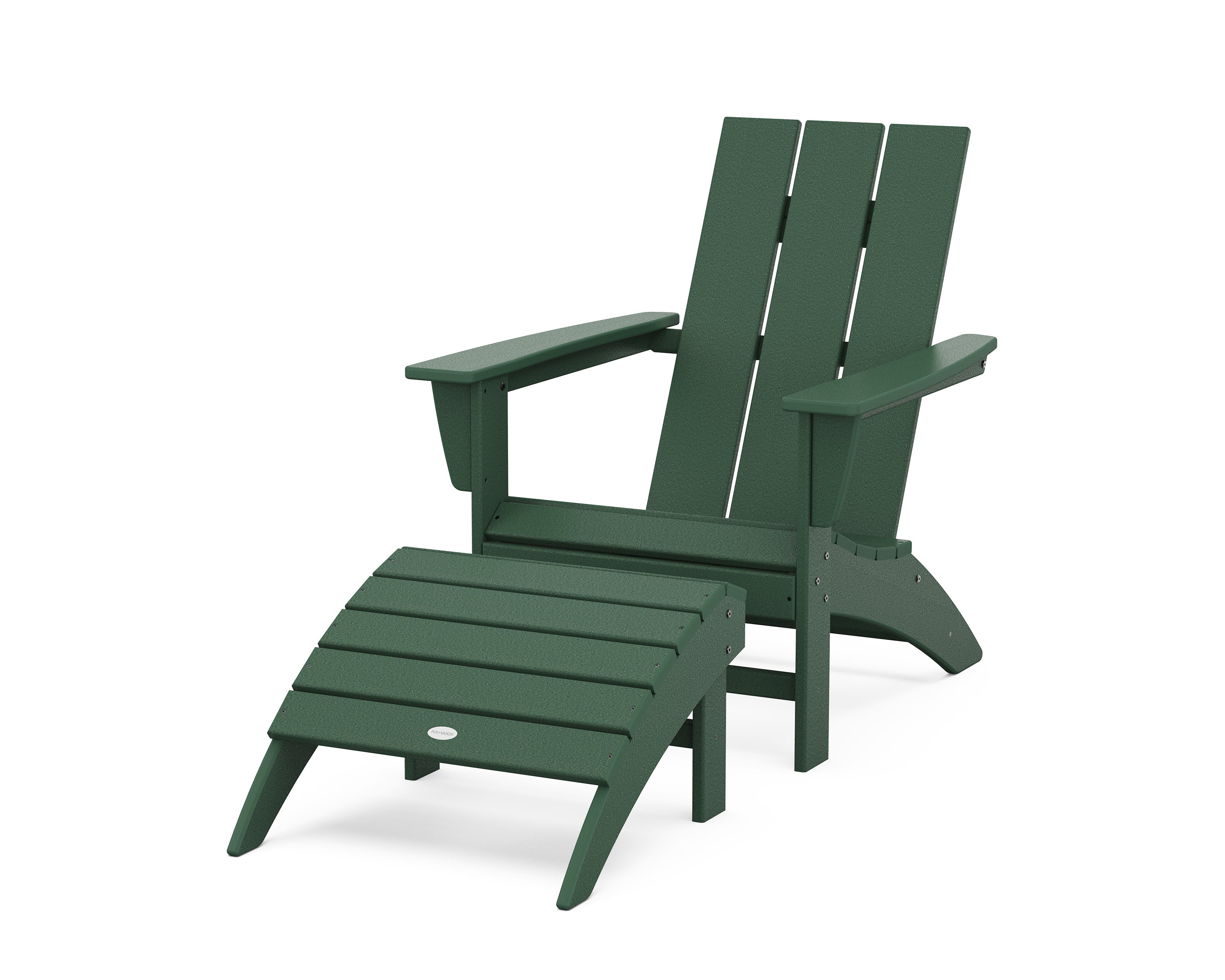 Modern Adirondack Chair 2-Piece Set with Ottoman in Green