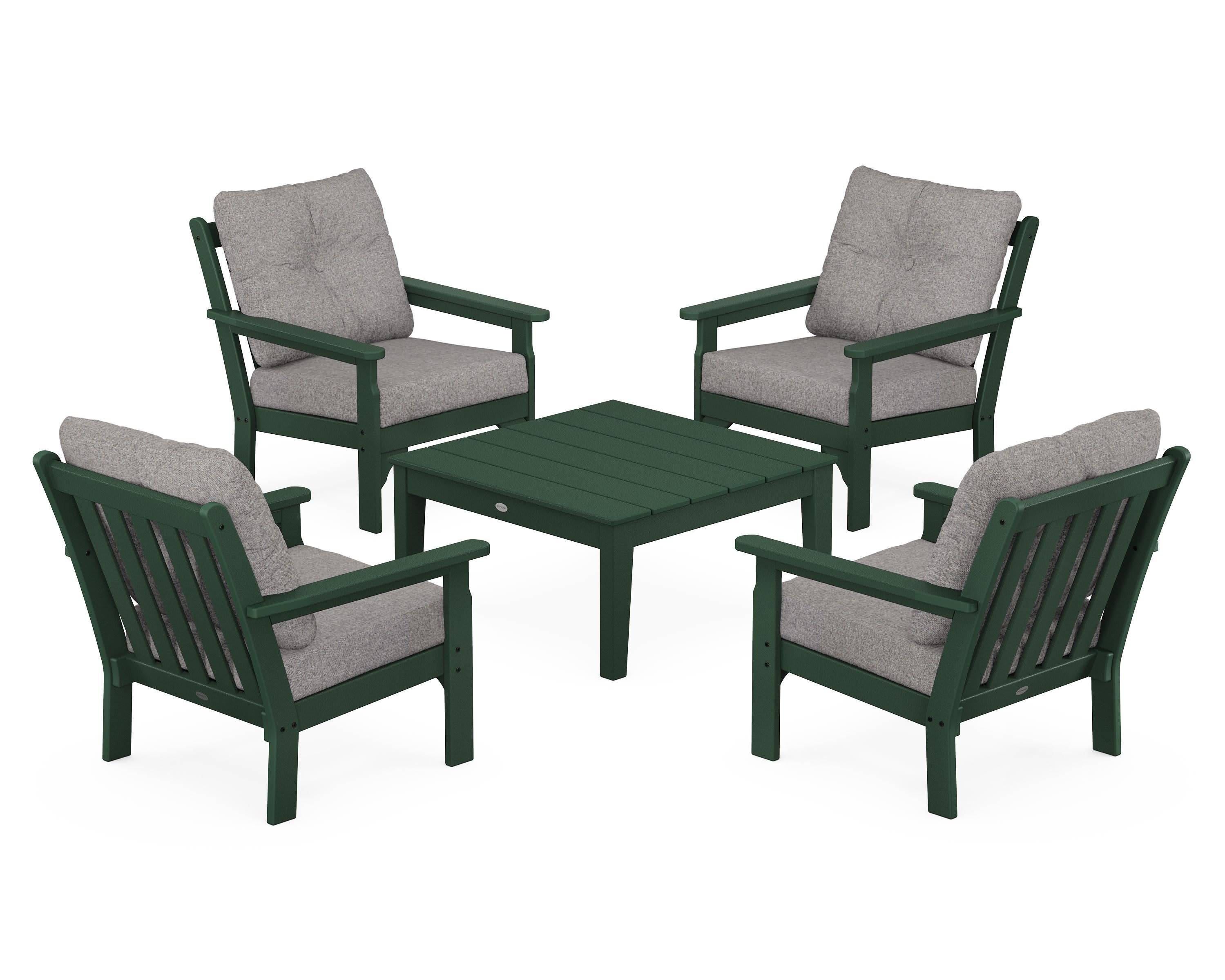 Vineyard 5-Piece Deep Seating Conversation Set in Green / Grey Mist