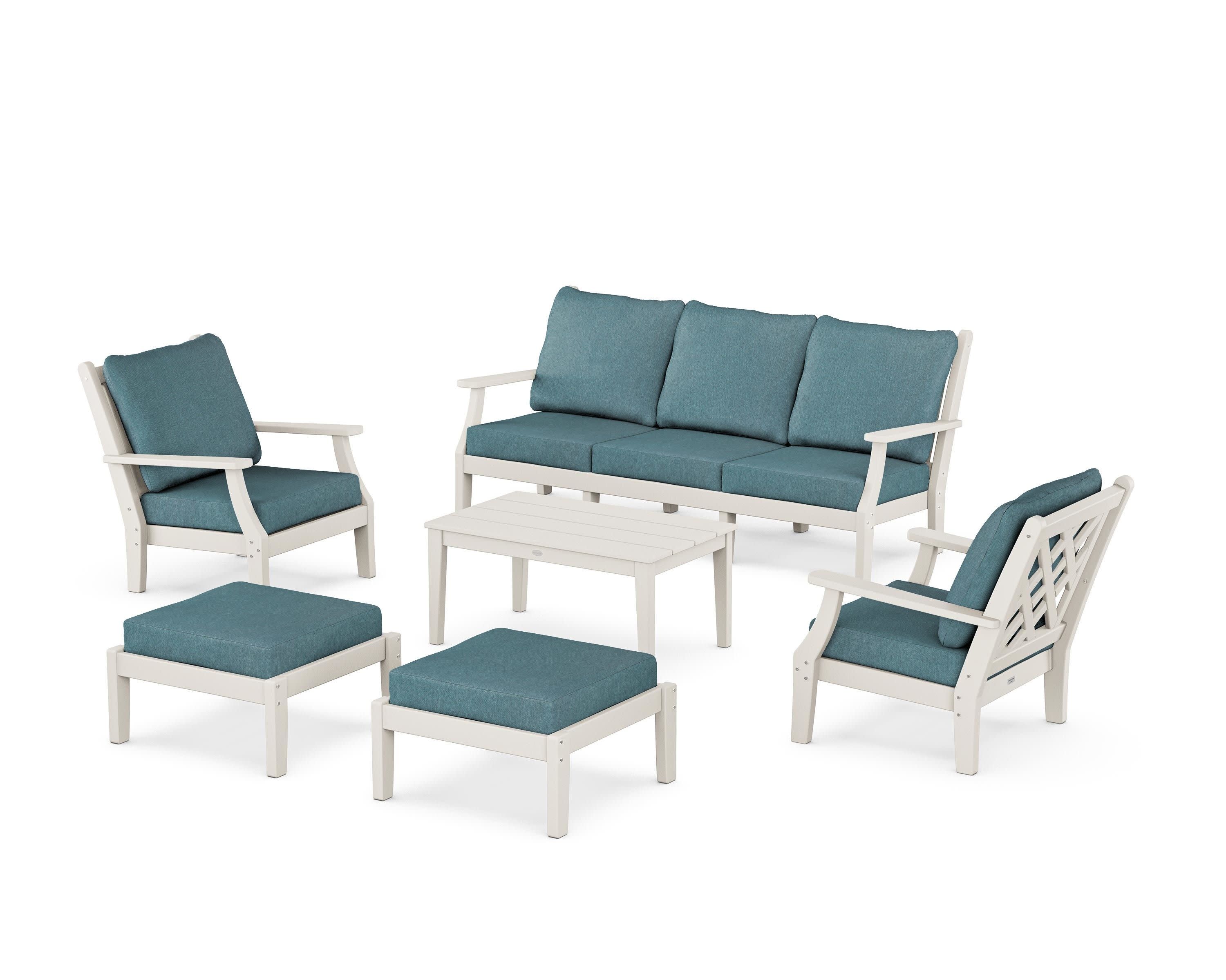 Wovendale 6-Piece Lounge Sofa Set in Sand / Ocean Teal