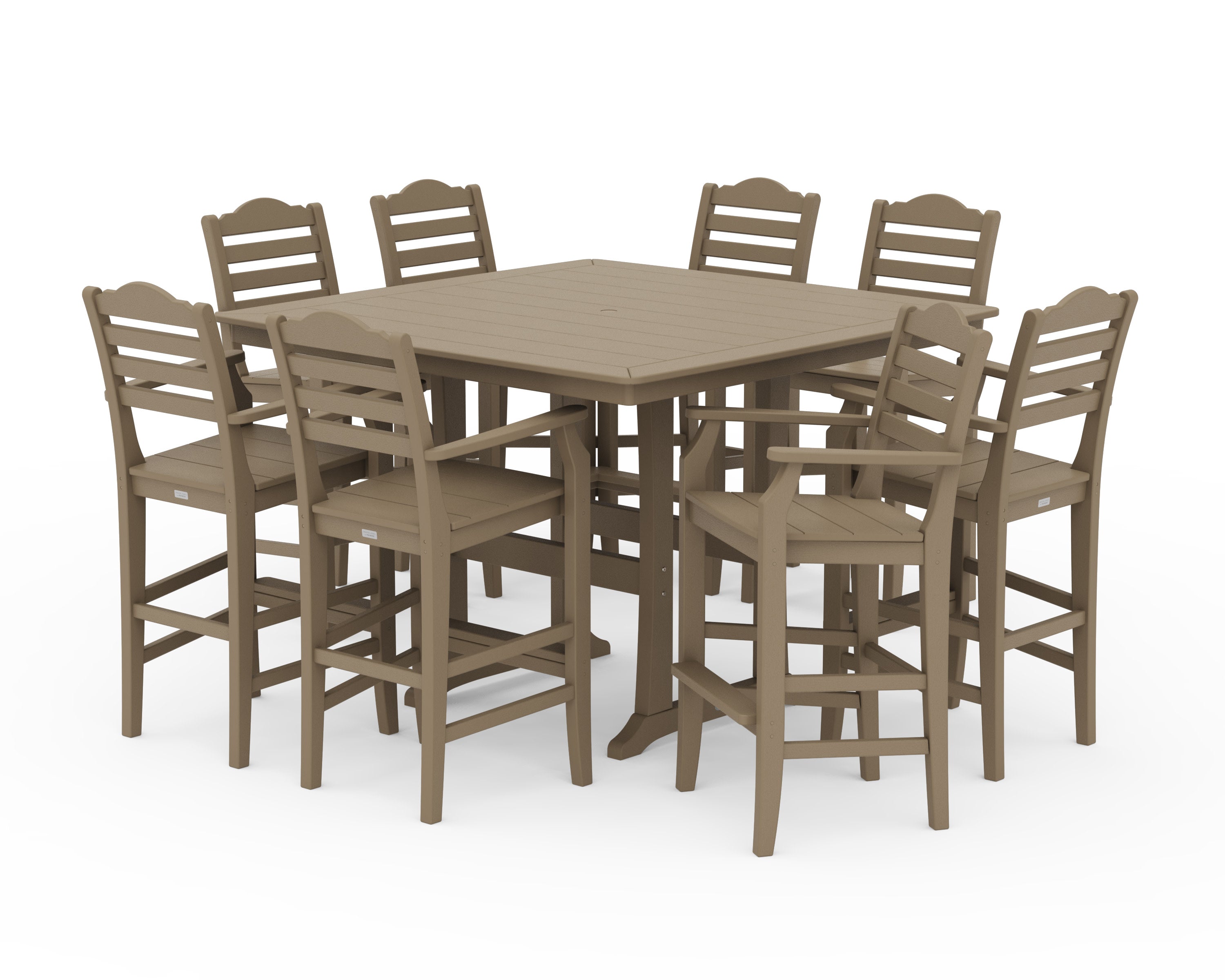 Savannah 9-Piece Square Bar Set with Trestle Legs in Vintage Sahara