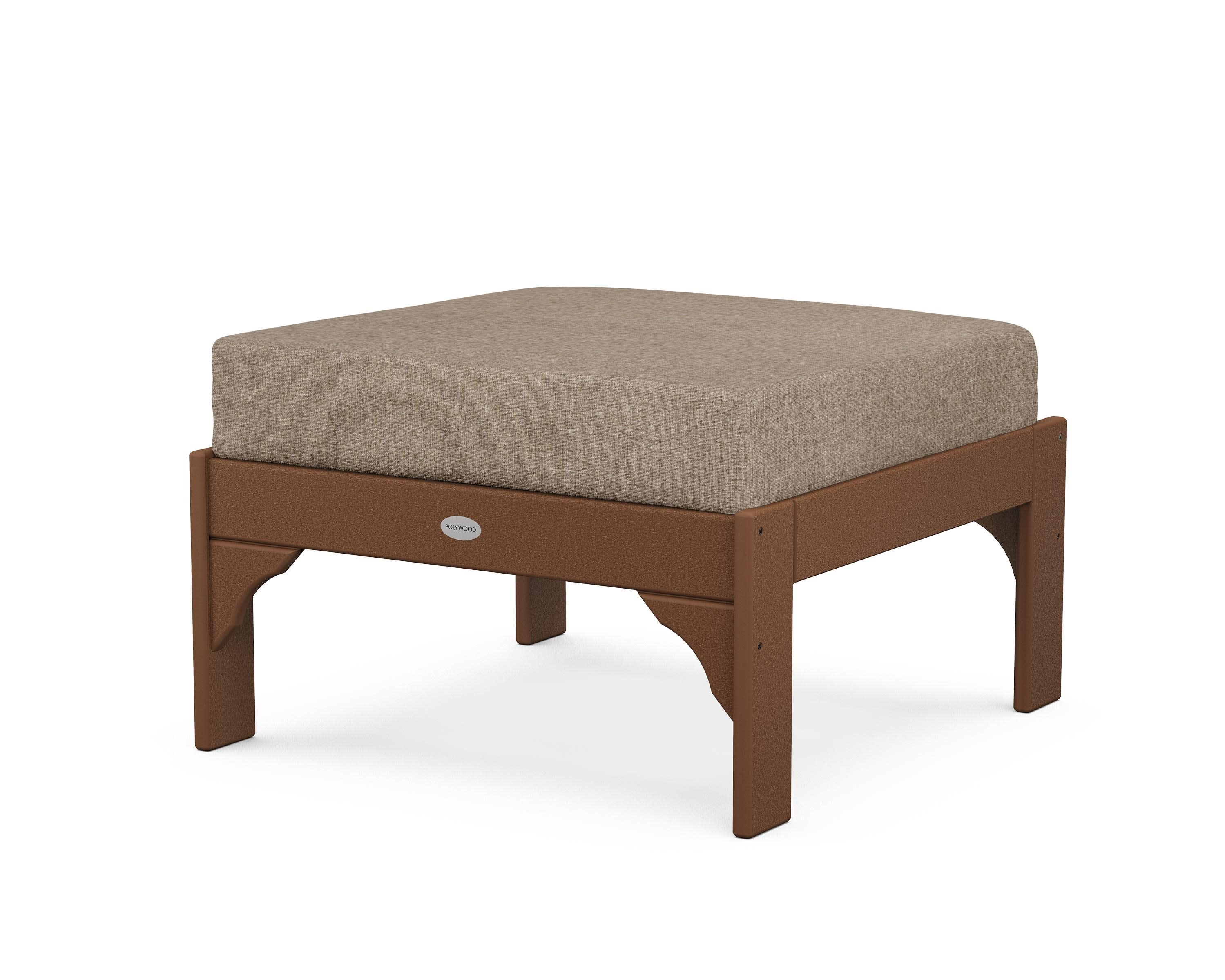 Vineyard Deep Seating Ottoman in Teak / Spiced Burlap
