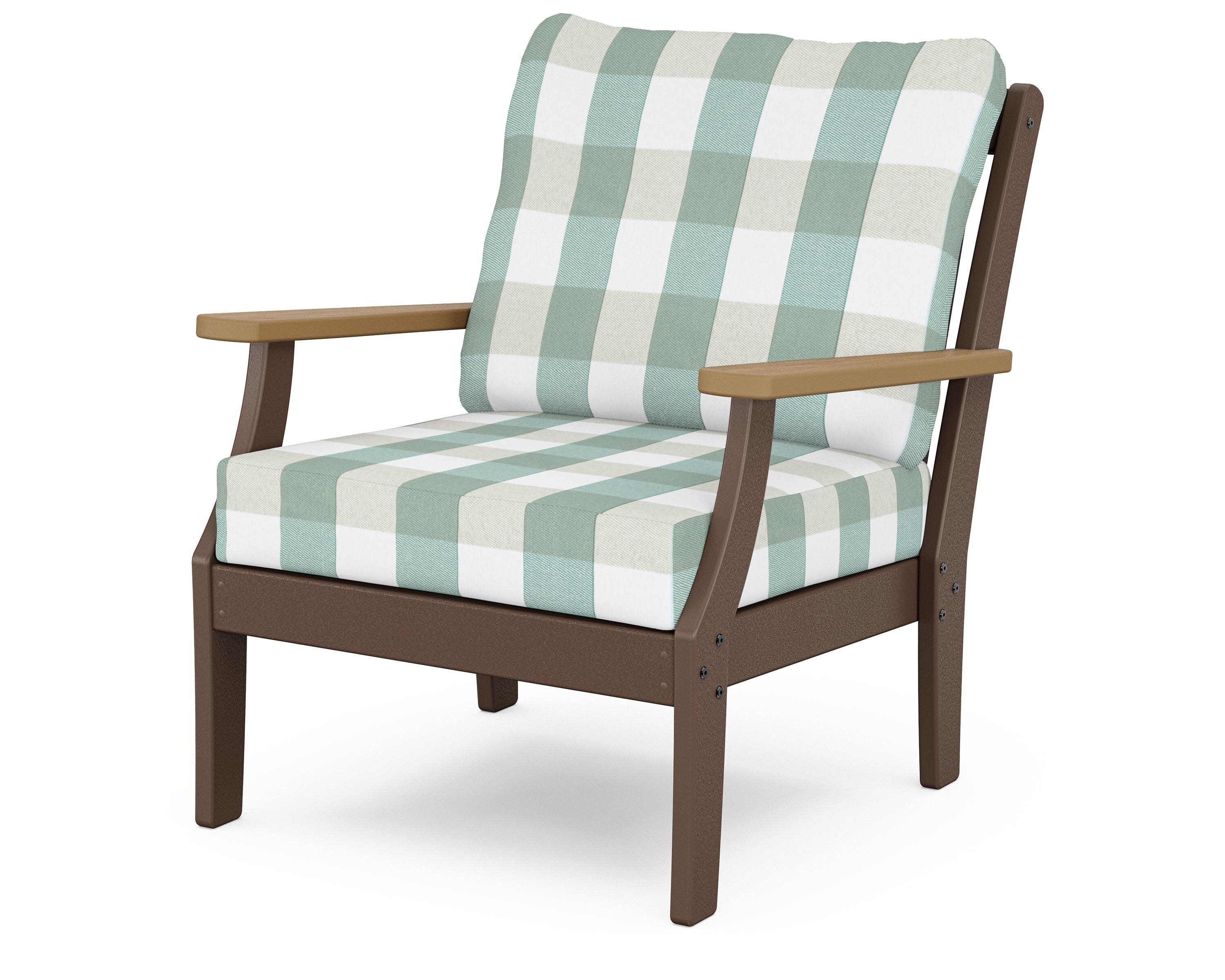 Braxton Deep Seating Chair in Mahogany / Natural / Buffalo Plaid Glacier Spa