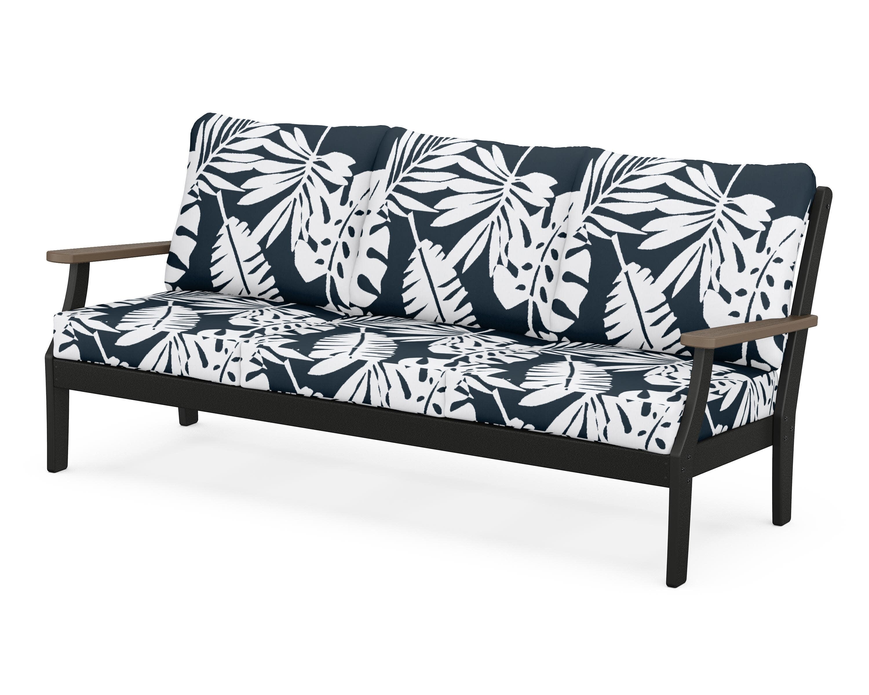Braxton Deep Seating Sofa in Black / Kona / Leaf Marine Indigo