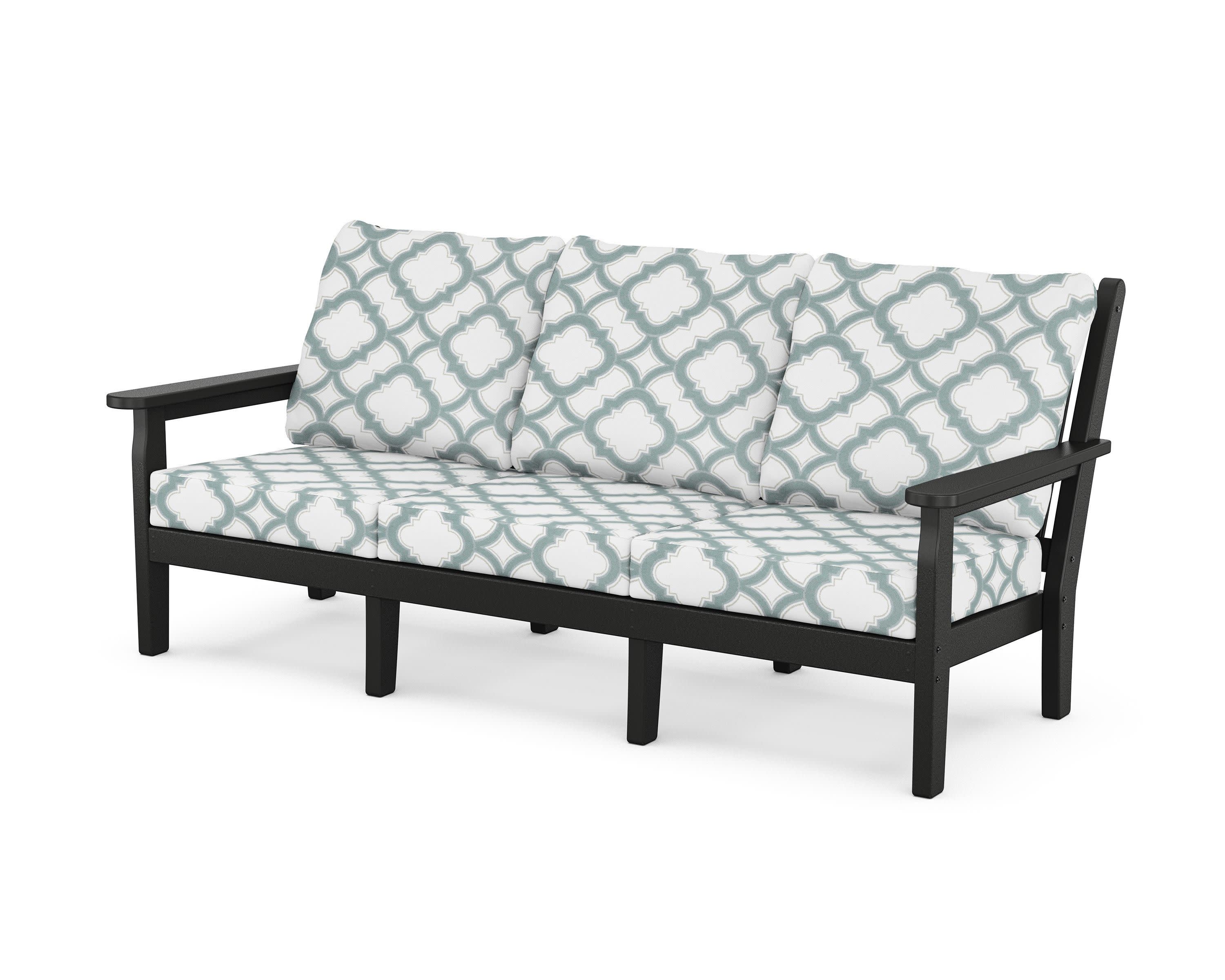 Chippendale Deep Seating Sofa in Black / Trellis Glacier Spa