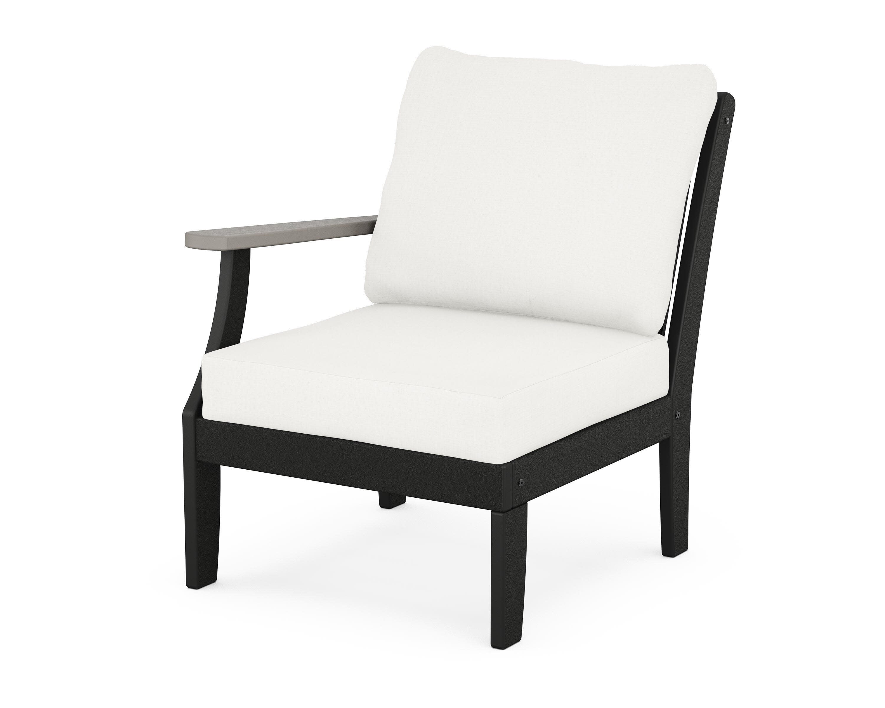 Braxton Modular Left Arm Chair in Black / Driftwood / Natural Linen