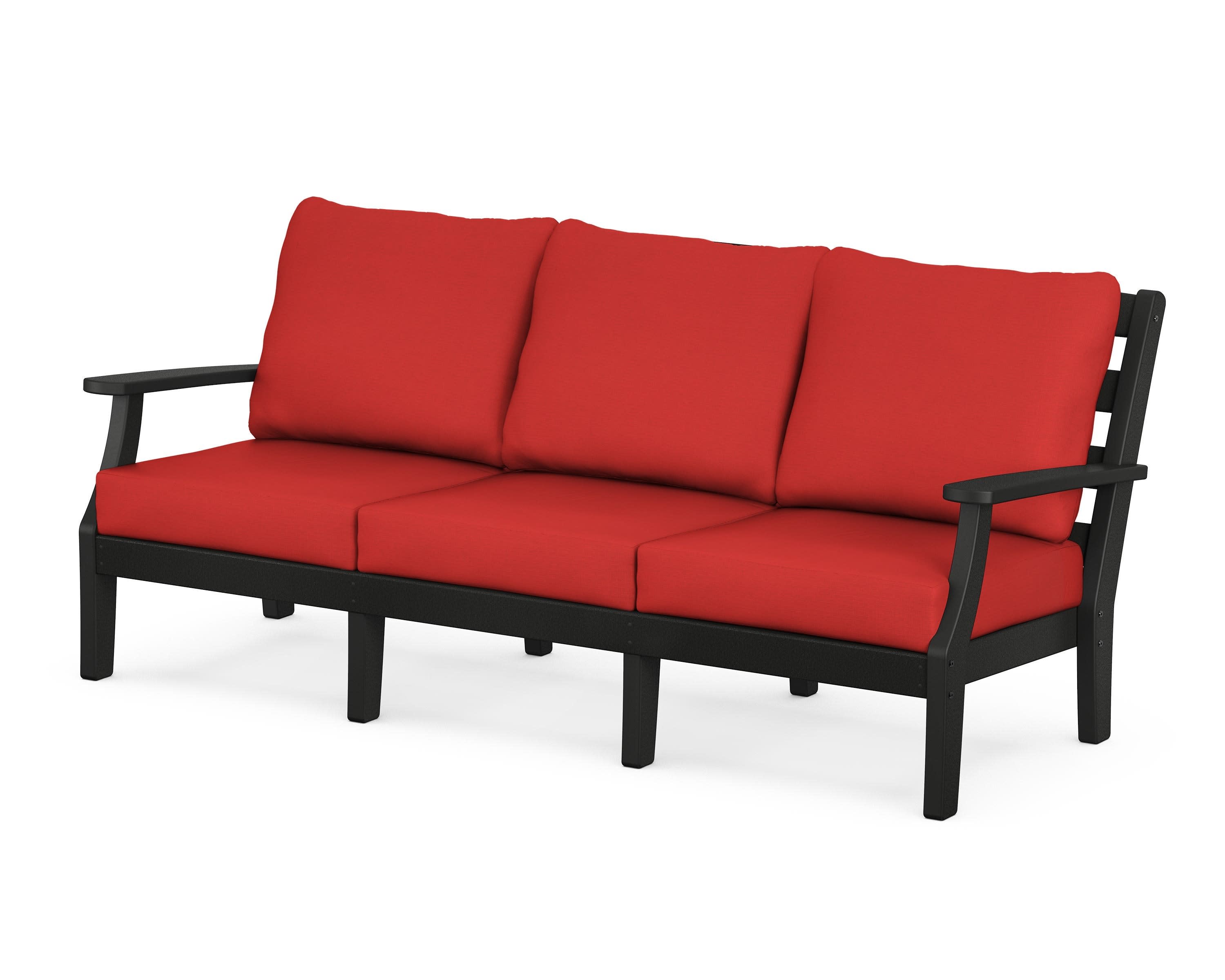 Chesapeake Deep Seating Sofa in Black / Crimson Linen