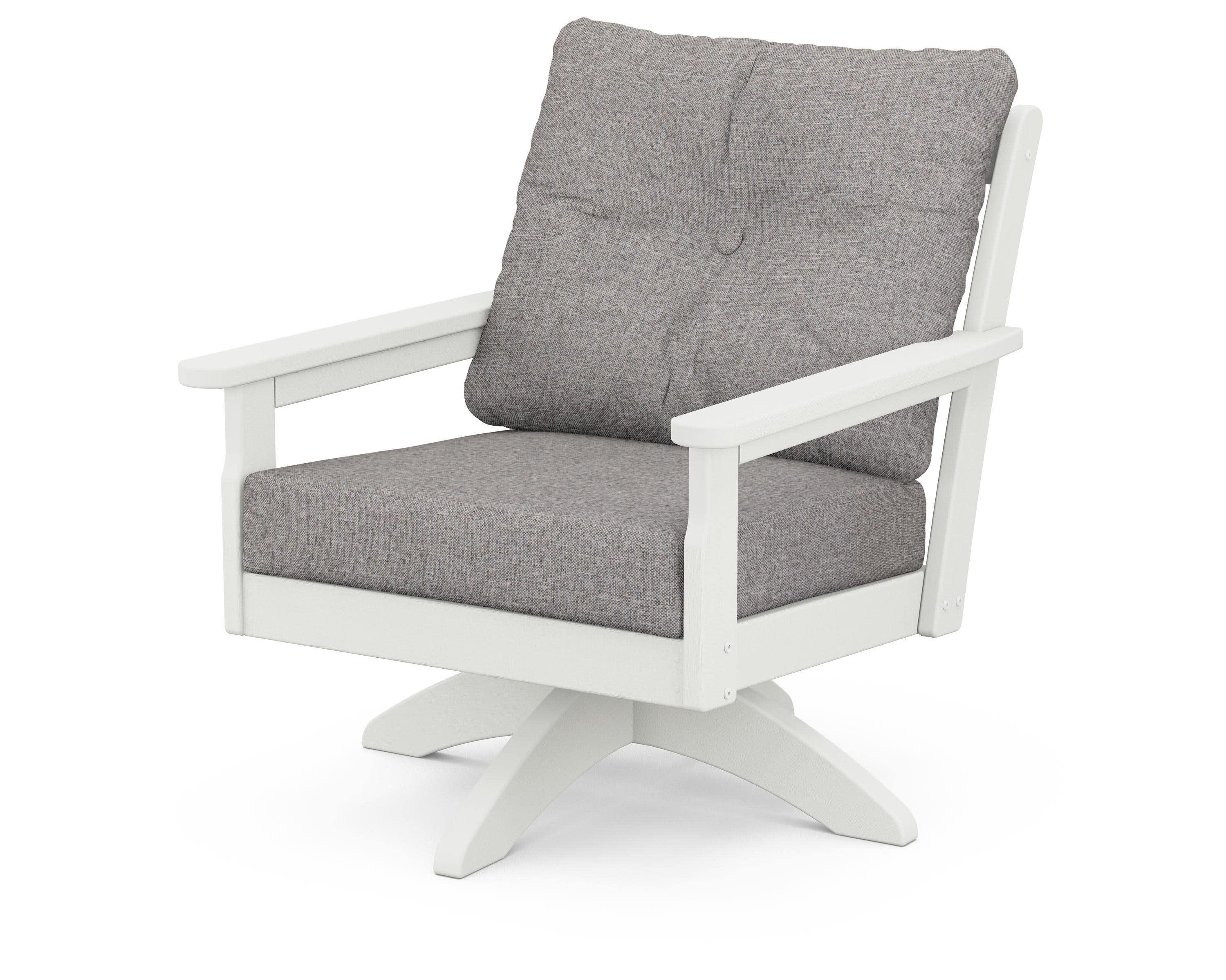 Vineyard Deep Seating Swivel Chair in Vintage White / Grey Mist