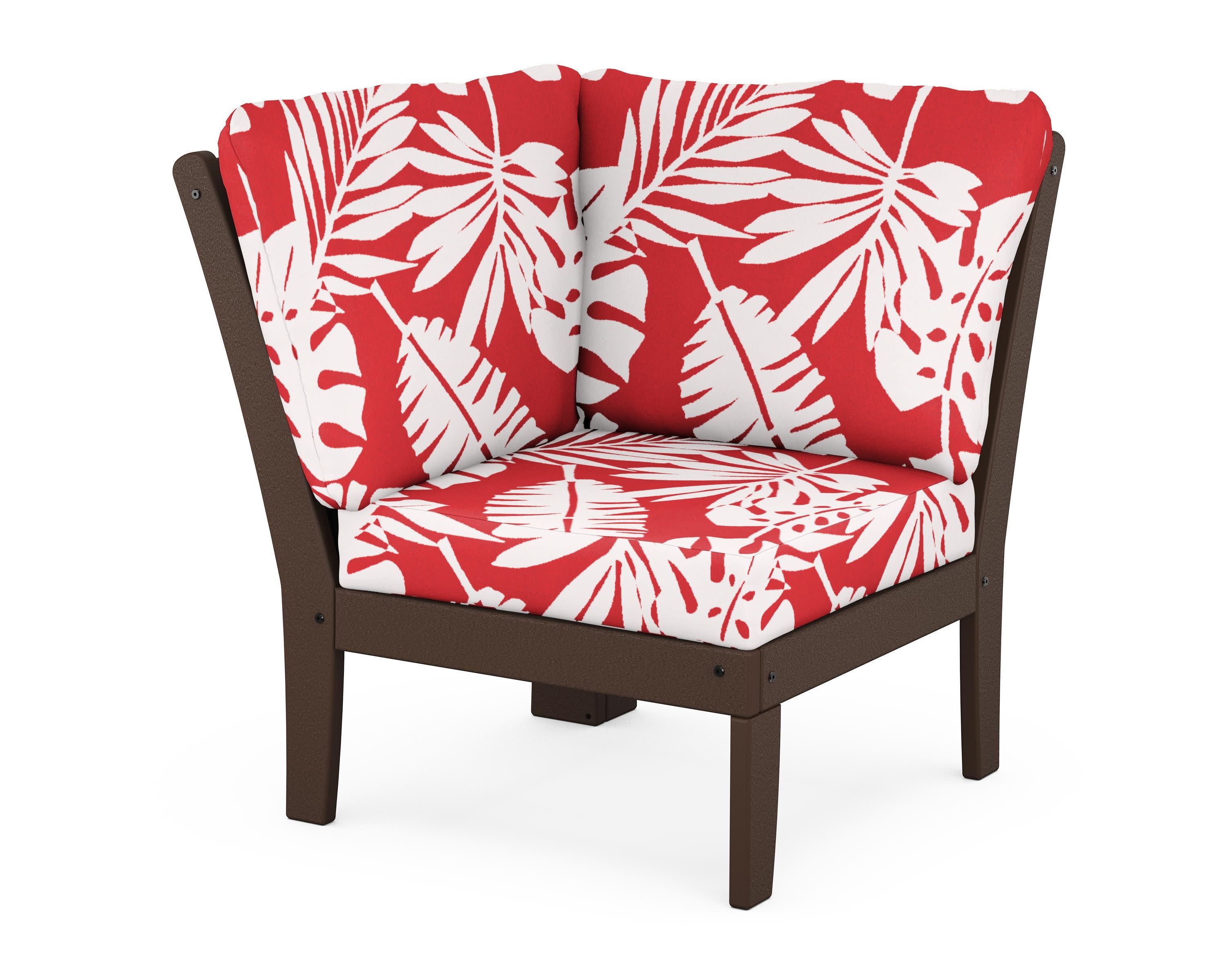 Braxton Modular Corner Chair in Mahogany / Leaf Crimson