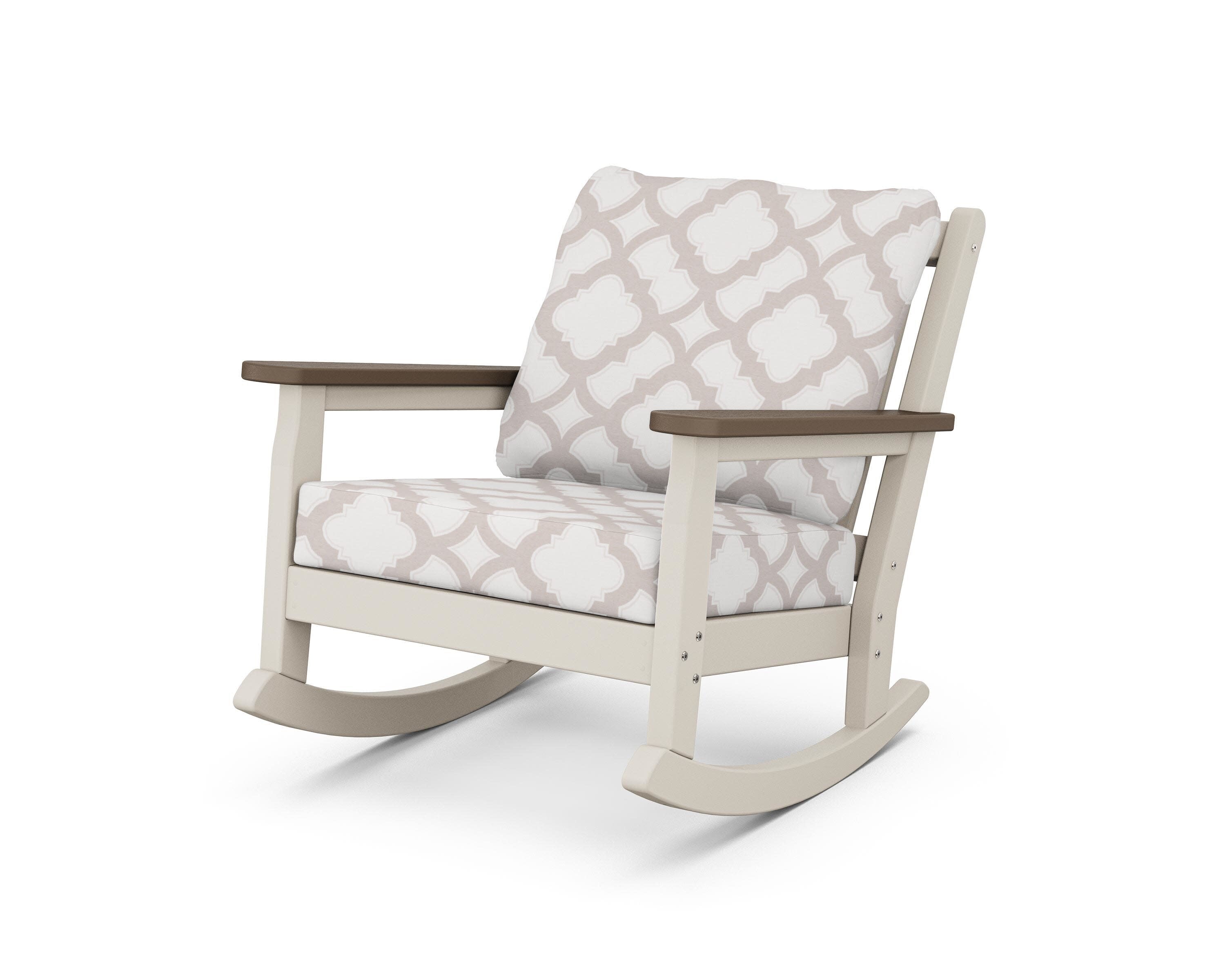 Chippendale Deep Seating Rocking Chair in Sand / Kona / Trellis Dune Burlap