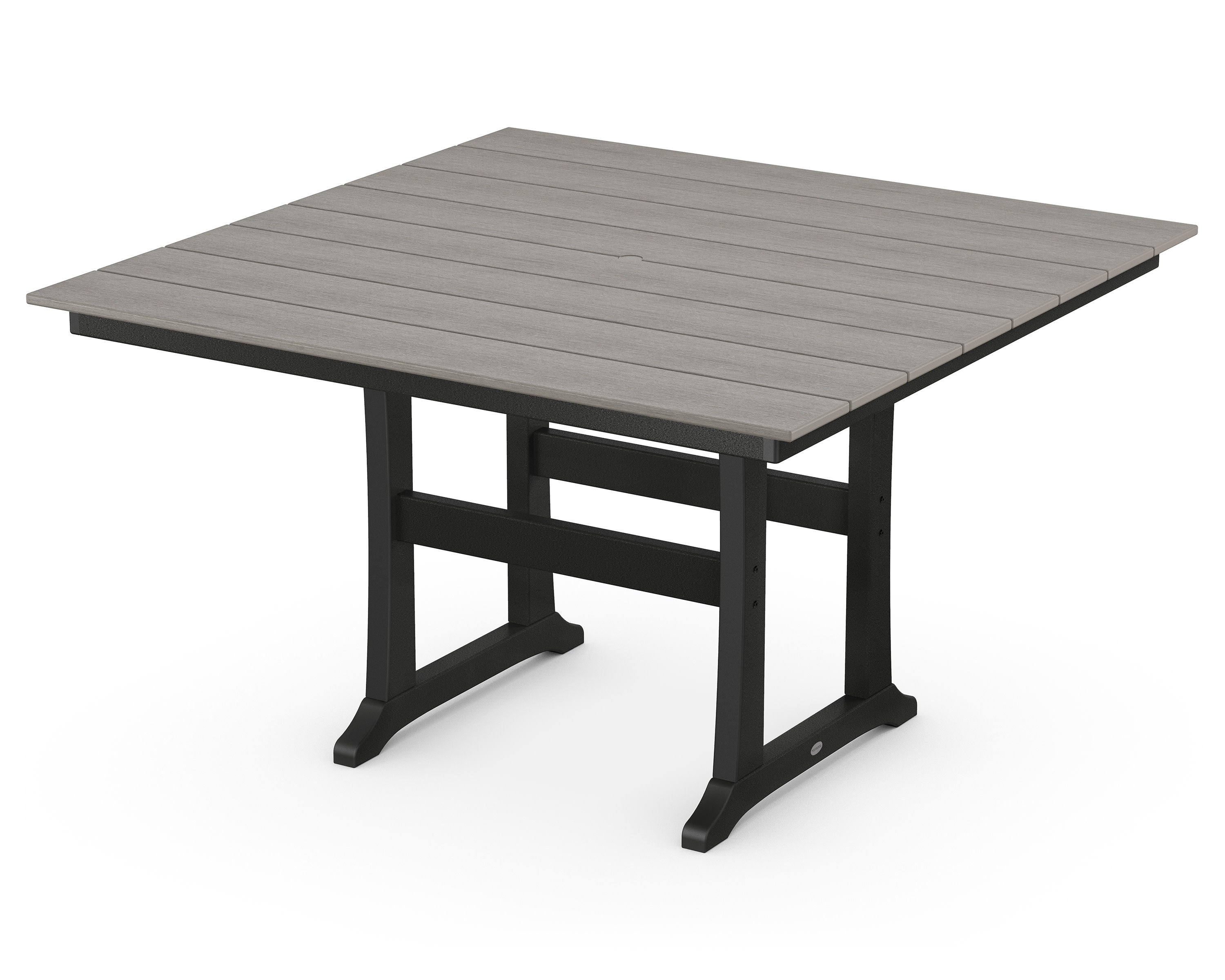 Farmhouse Trestle 59" Counter Table in Black / Driftwood