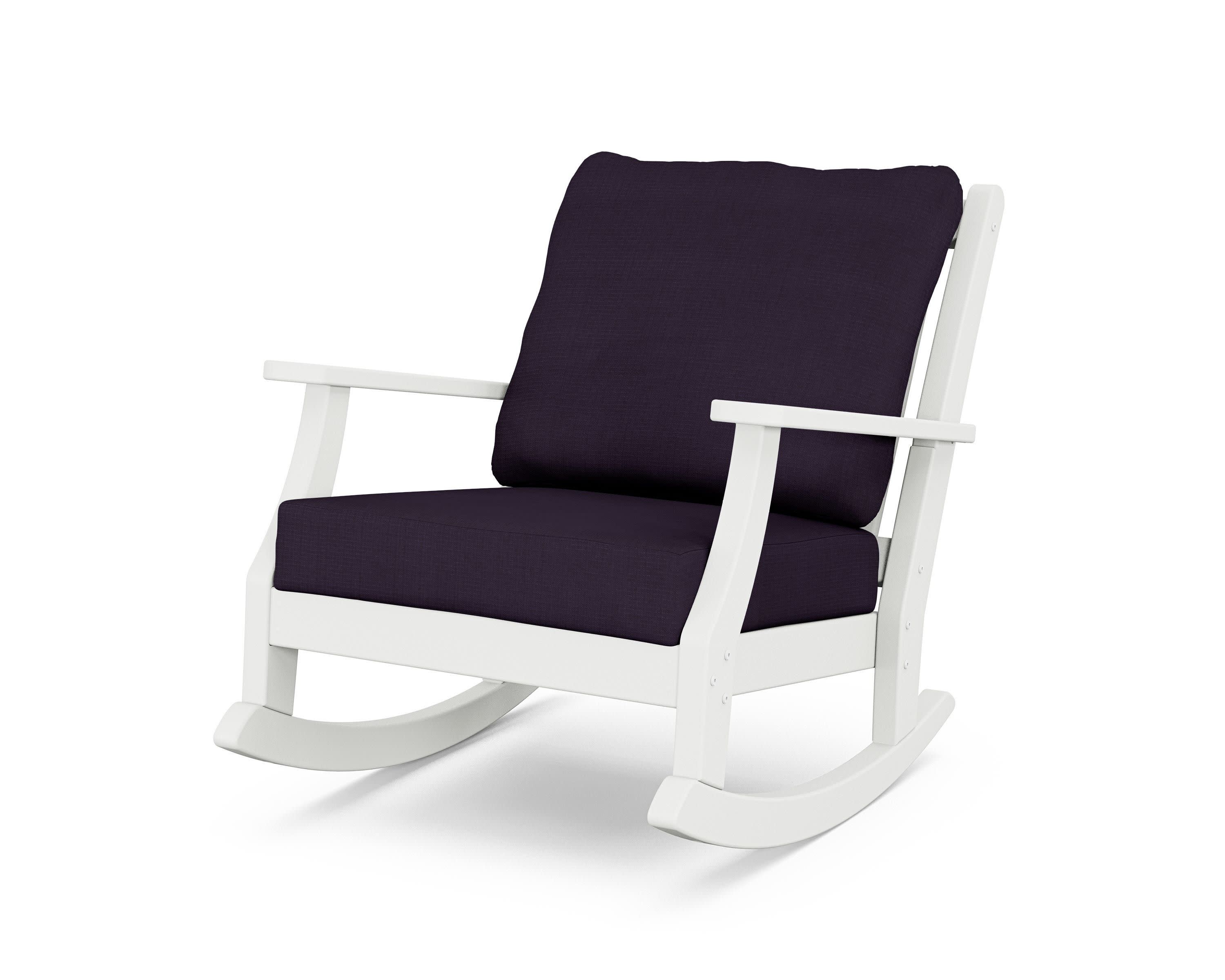 Wovendale Deep Seating Rocking Chair in White / Navy Linen