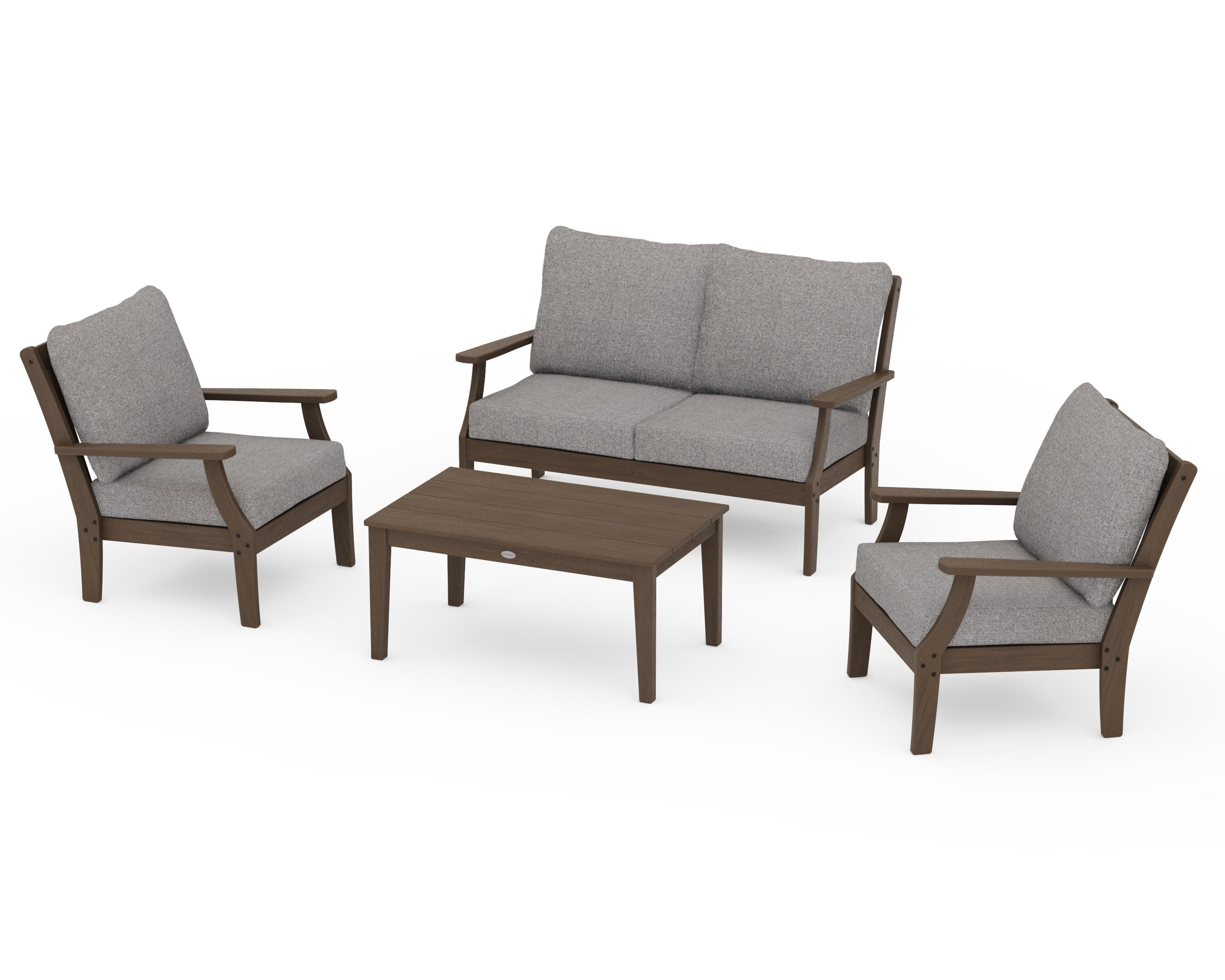Braxton 4-Piece Deep Seating Chair Set in Kona / Grey Mist